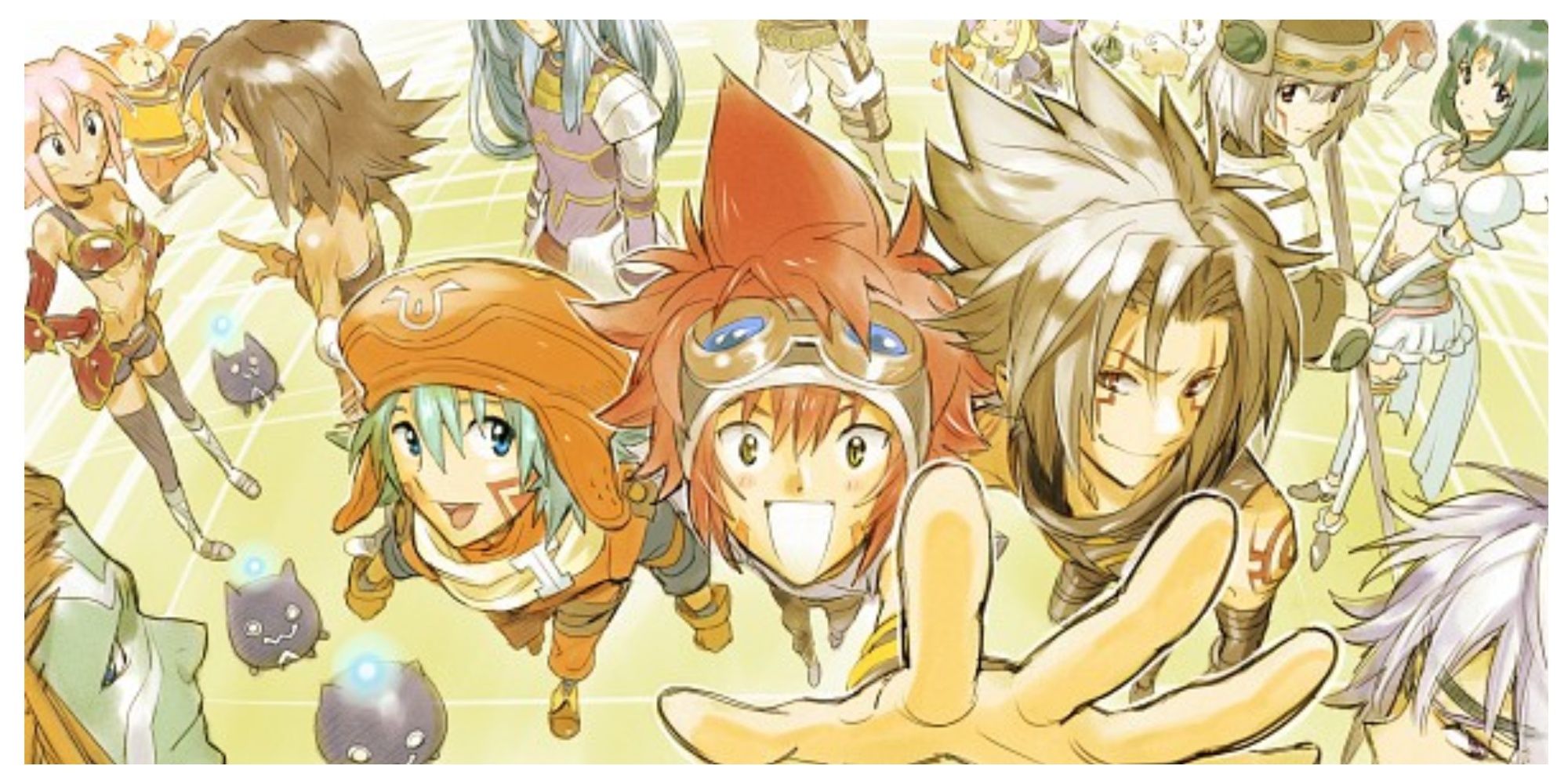 Kite, Tokio, and Haseo alongside many others from the .hack series