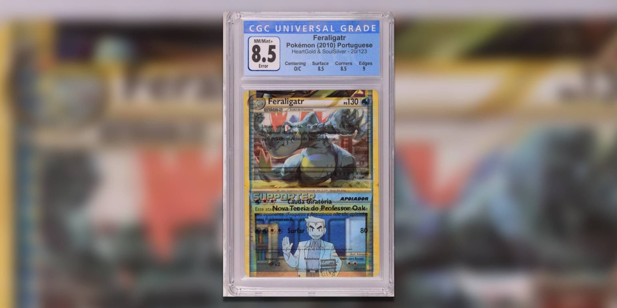 The Pokemon TCG card Double print Feraligator graded.