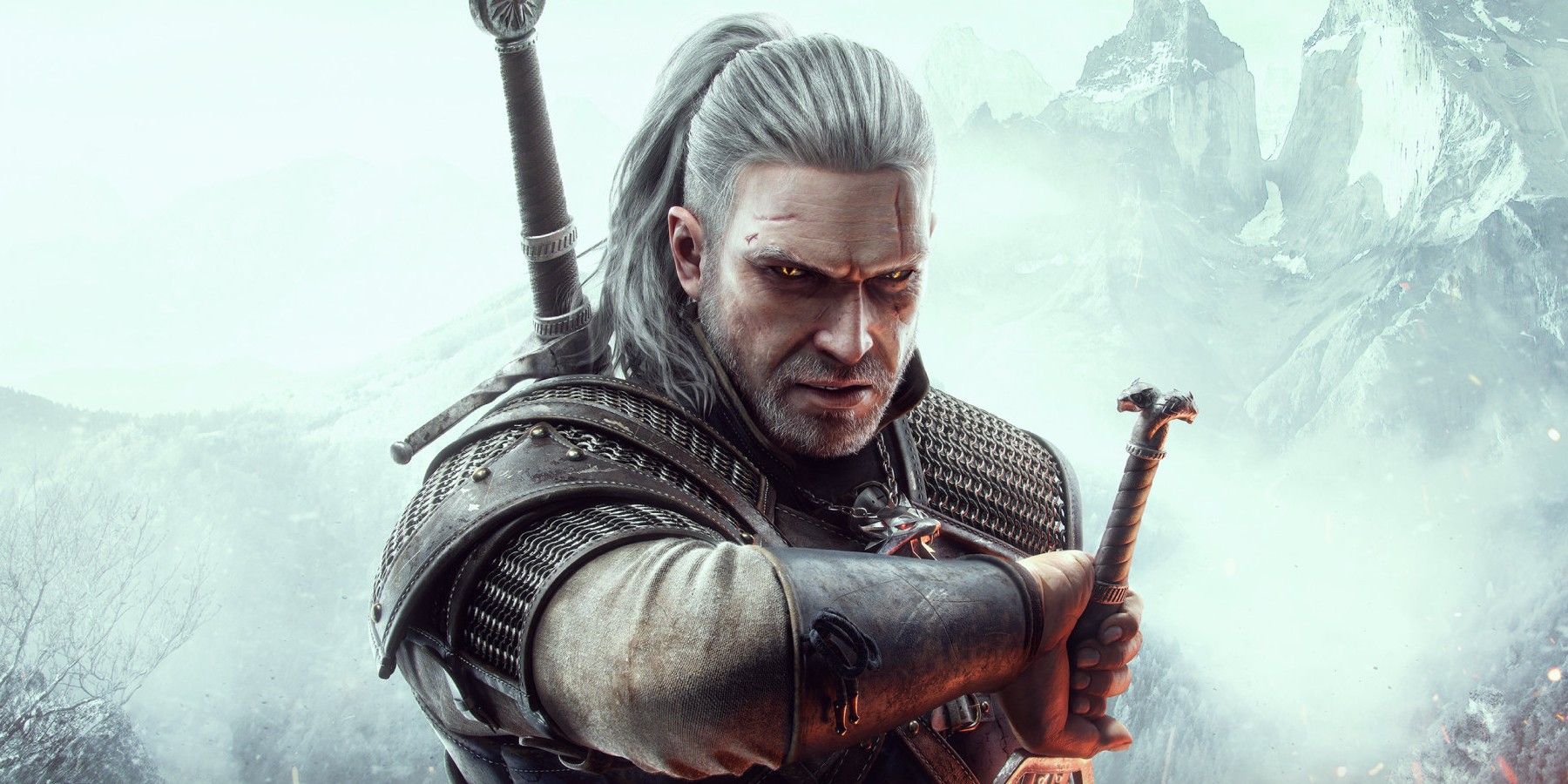 Geralt drawing a sword in The Witcher 3