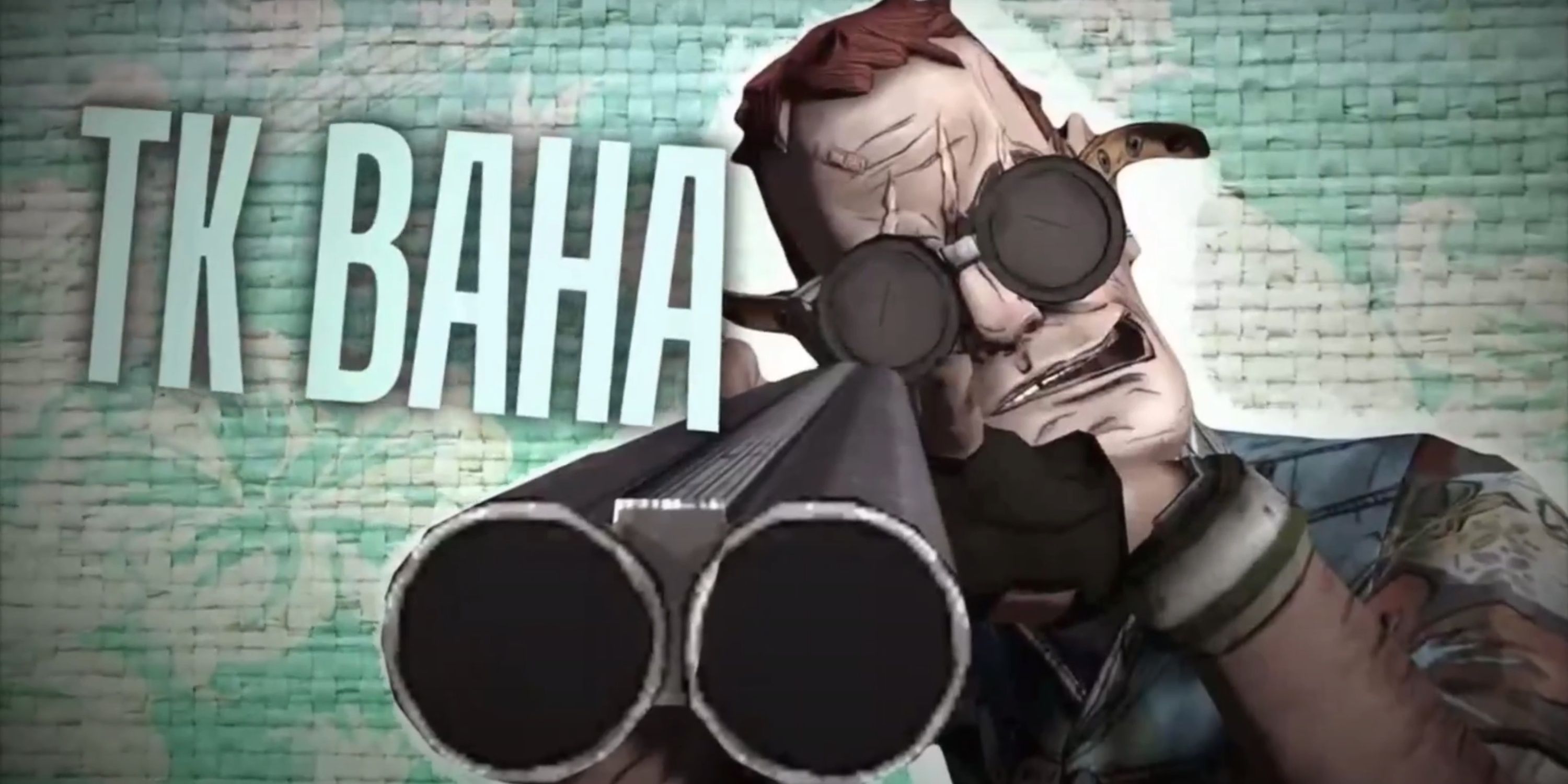 TK Baha pointing his shotgun in Borderlands.