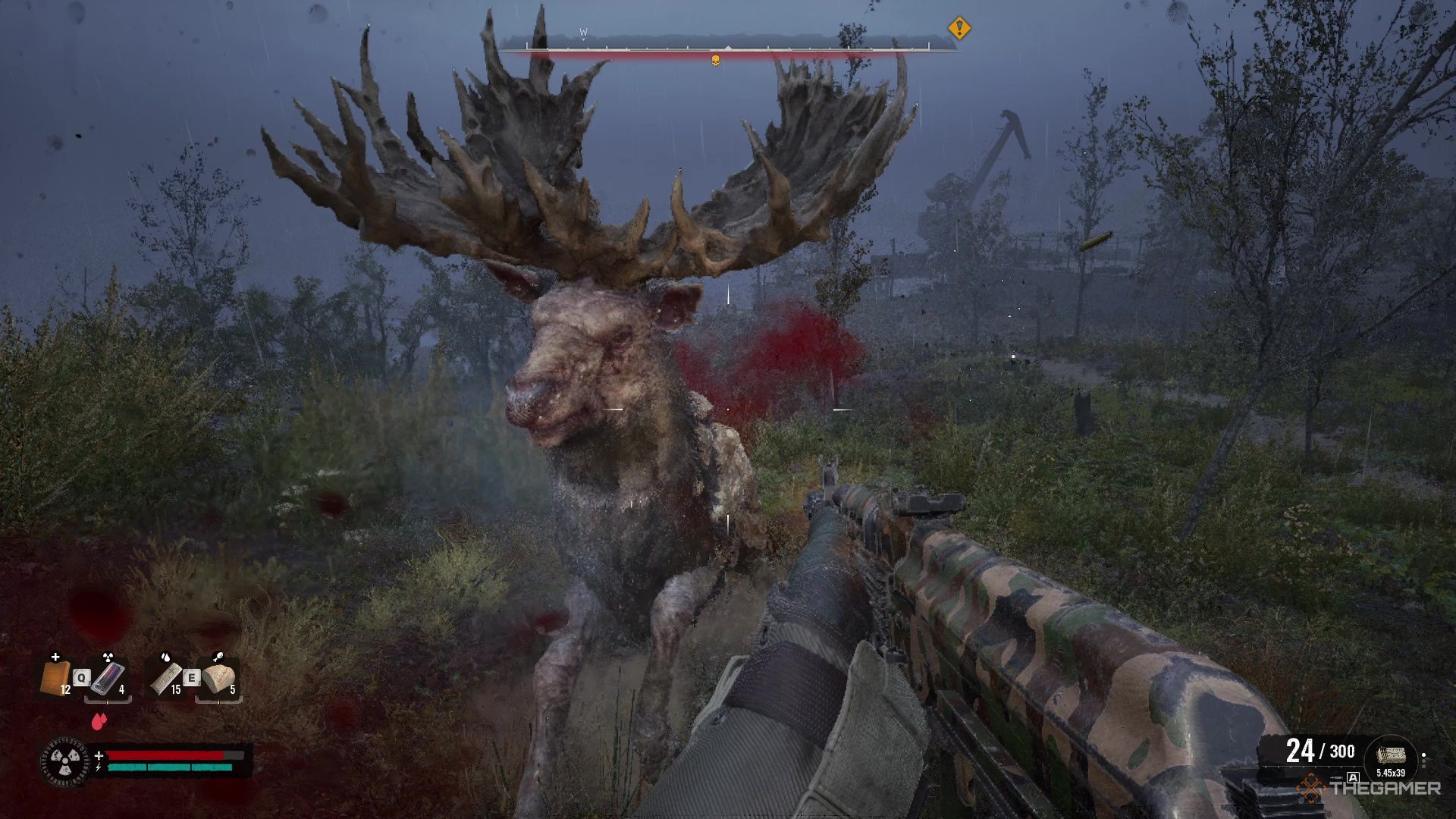 a close up of a mutated armored elk in Stalker 2 heart of Chornobyl.