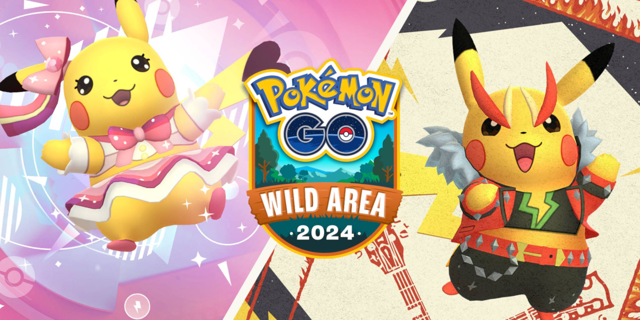 Pokemon GO Wild Area Global Collection Challenges: Pop Star and Rock Star Pikachu are posing.