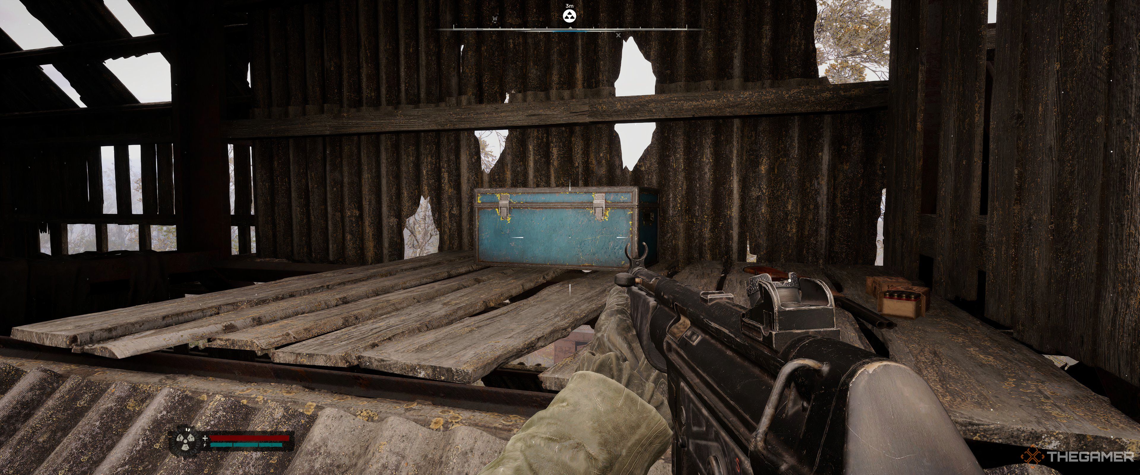 The Levitating Silo Elevator Roof Stash in Stalker 2: Heart of Chornobyl.