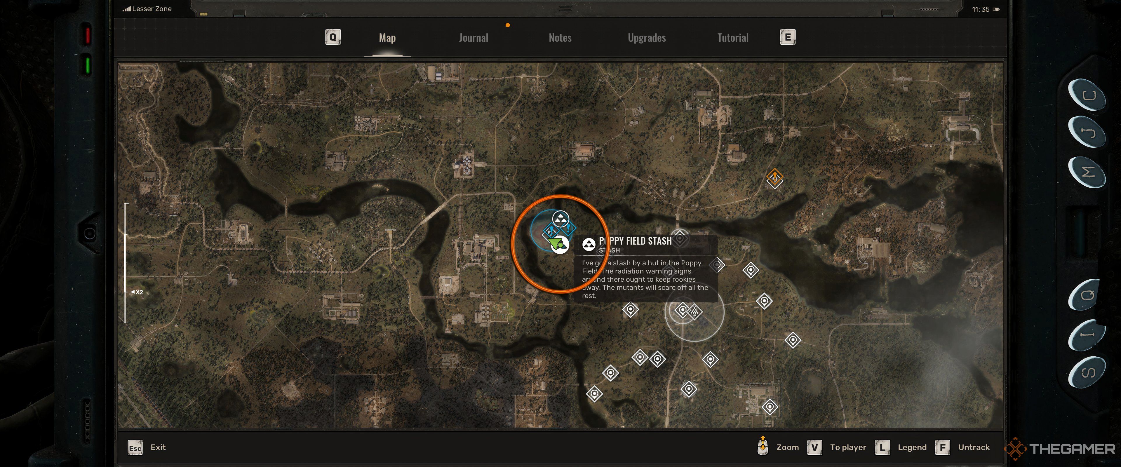 The poppy field stash location in Stalker 2: Heart of Chornobyl.