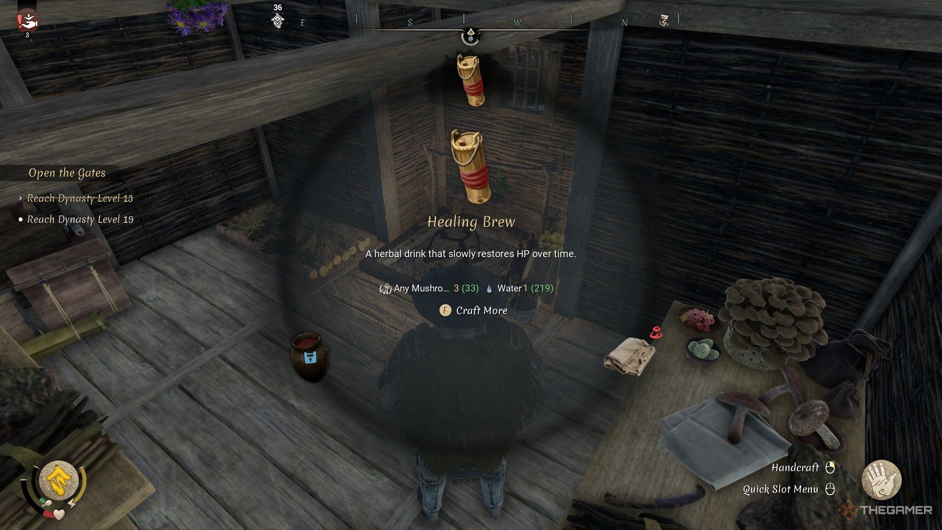 The image shows the healing brew item from the herbalist station crafting menu in Sengoku Dynasty.