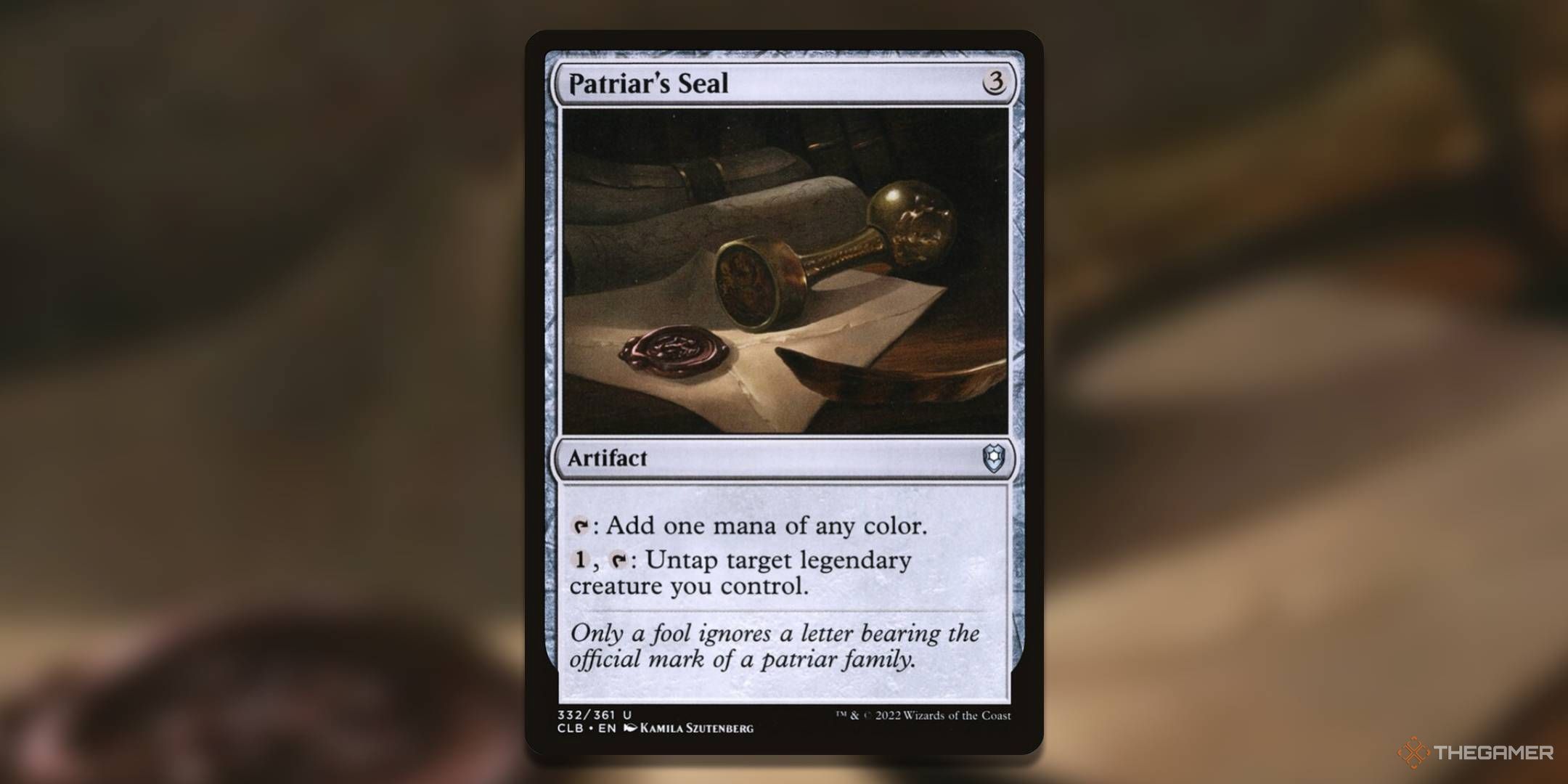 The Patriar's Seal card, from Commander Legends: Battle for Baldur's Gate.