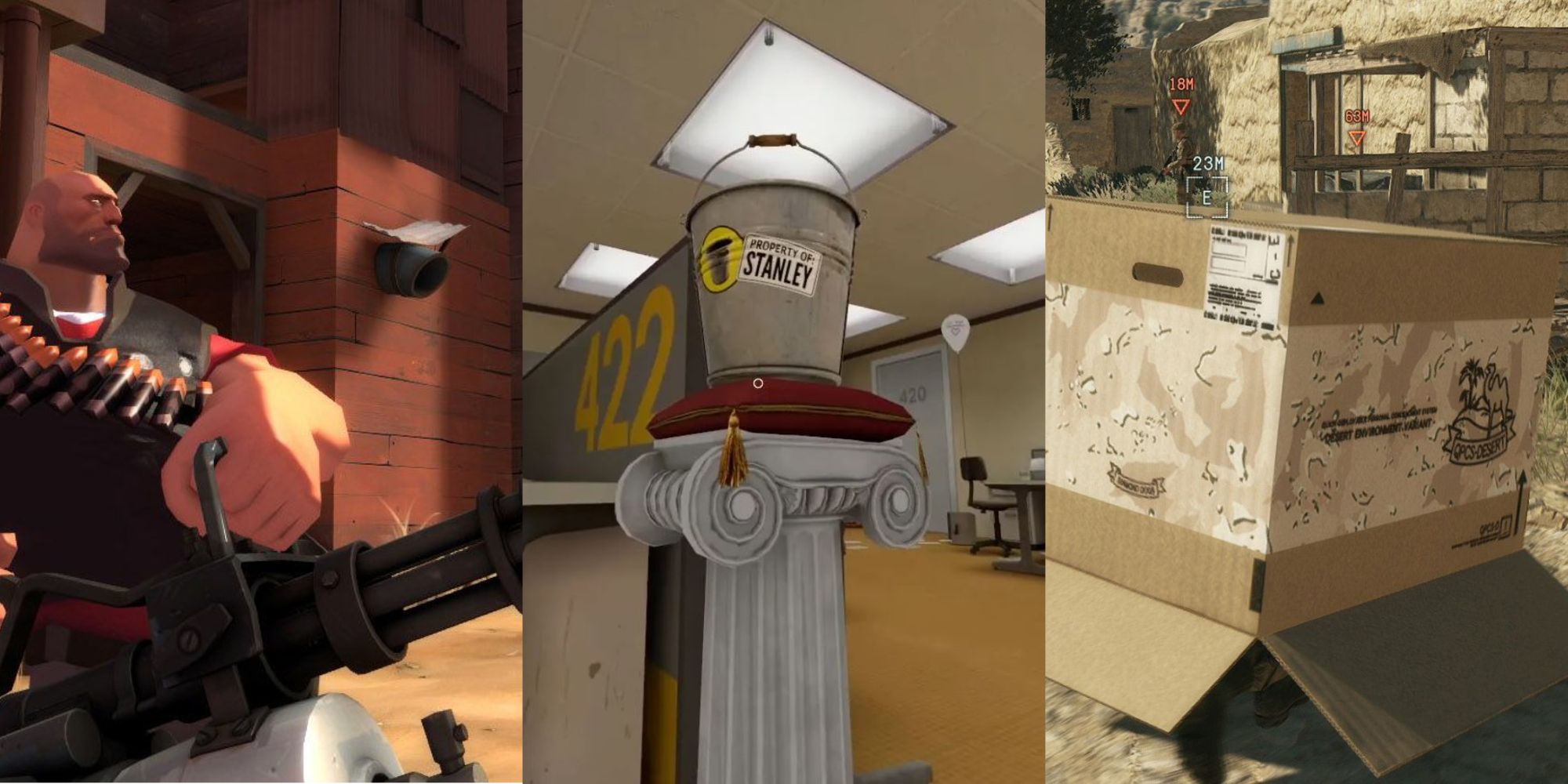 TF2 Heavy Stanley Parable Bucket Cardboard Box MGS5