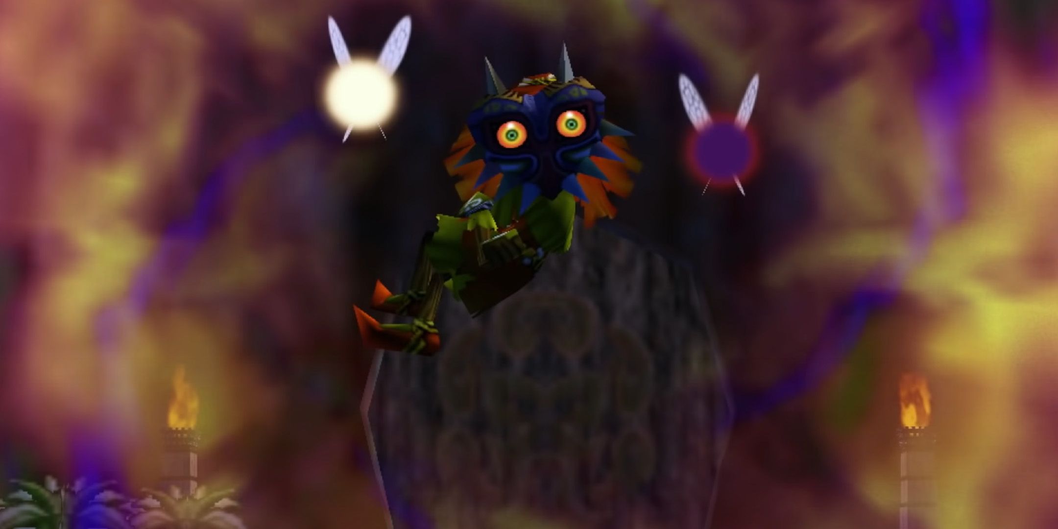 Skull Kid, Tatl, and Tael from The Legend of Zelda: Majora's Mask.