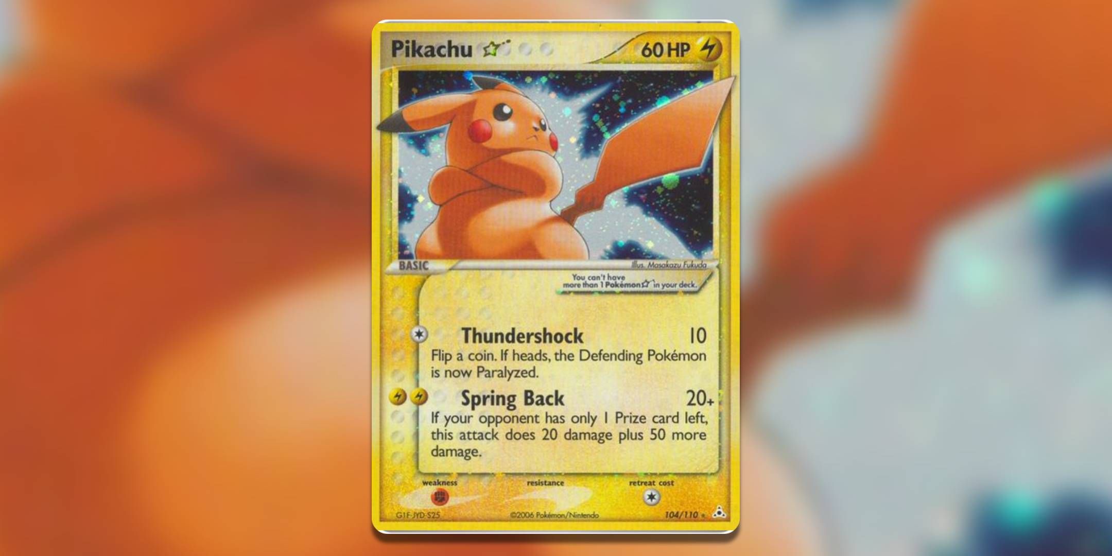 The Shiny Pikachu Star from Holon Phantoms in the Pokemon TCG.