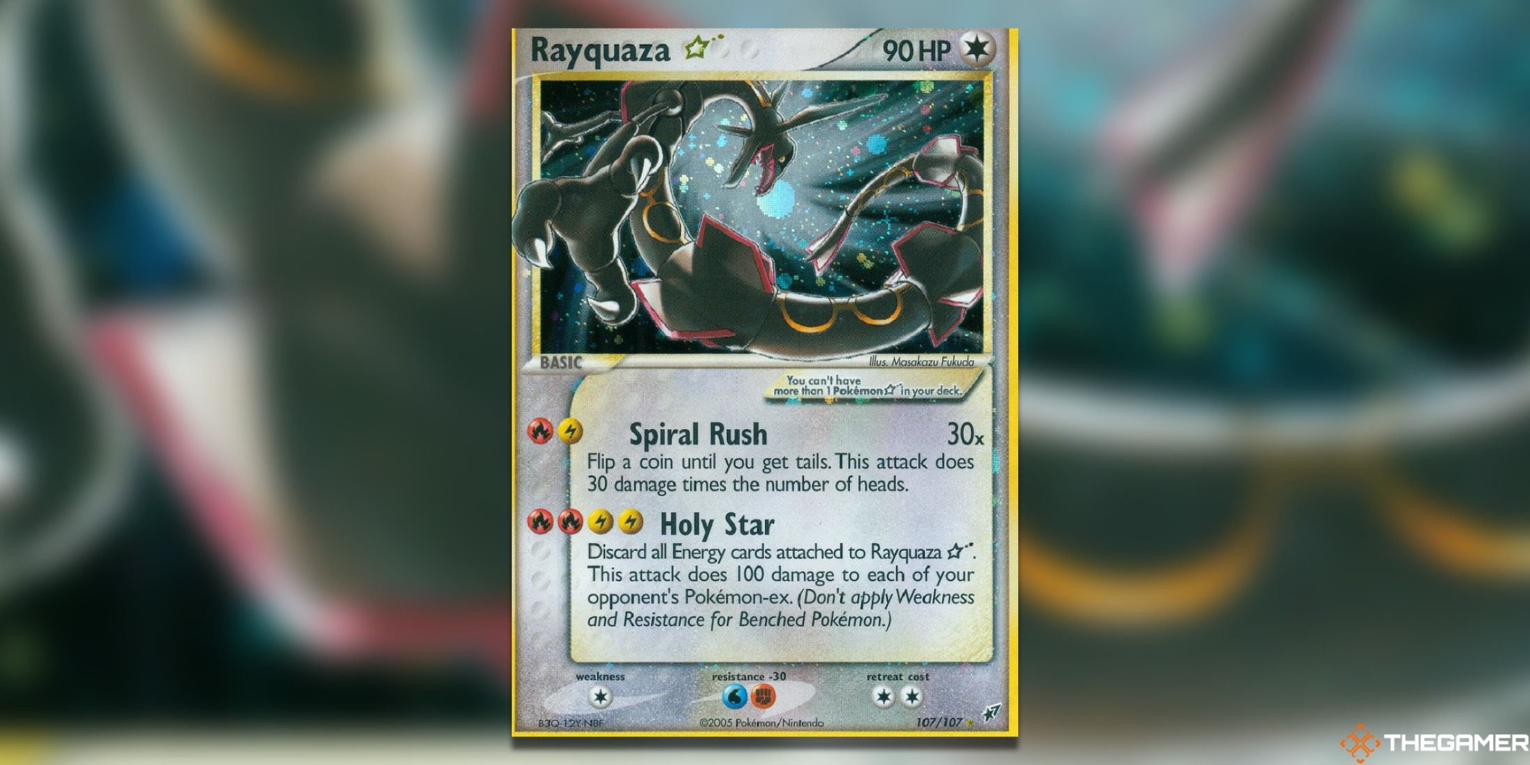 The EX Deoxys Rayquaza Star from the Pokemon TCG.