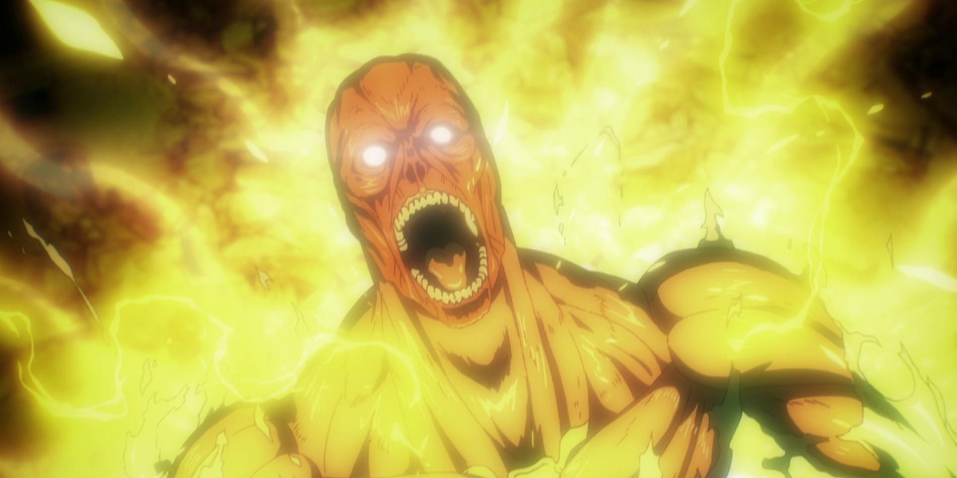 Titan screaming in anime