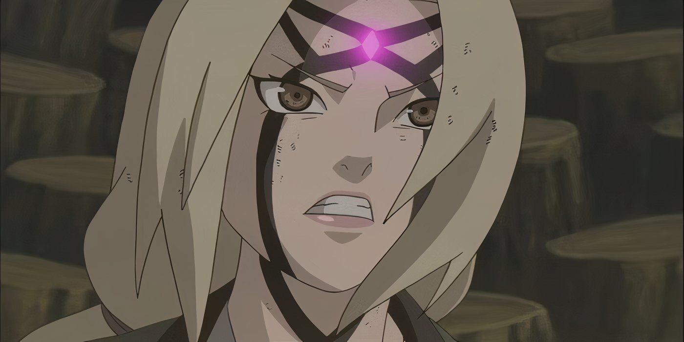 Tsunade activates her Hundred Healings Mark against Madara in Naruto Shippuden.