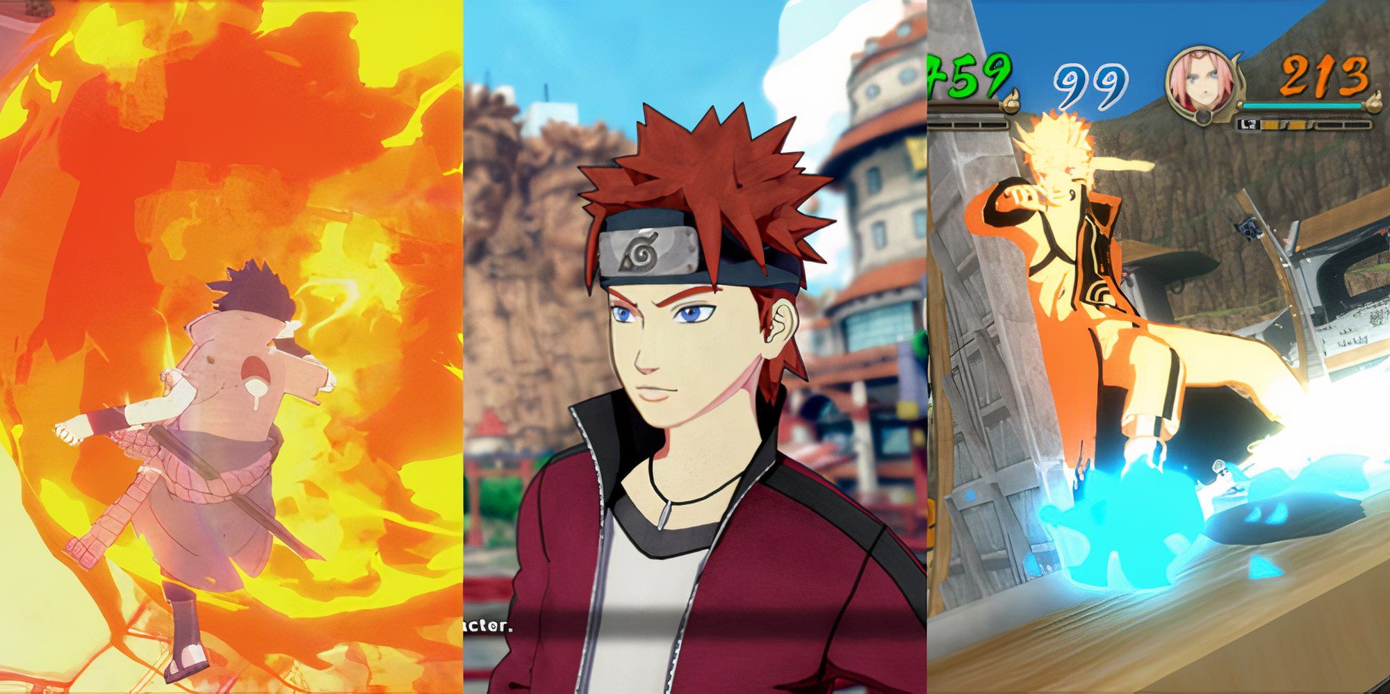 Sasuke from Ultimate Ninja Storm 4, Custom character from shinobi striker and Naruto from Ultimate ninja storm revolution