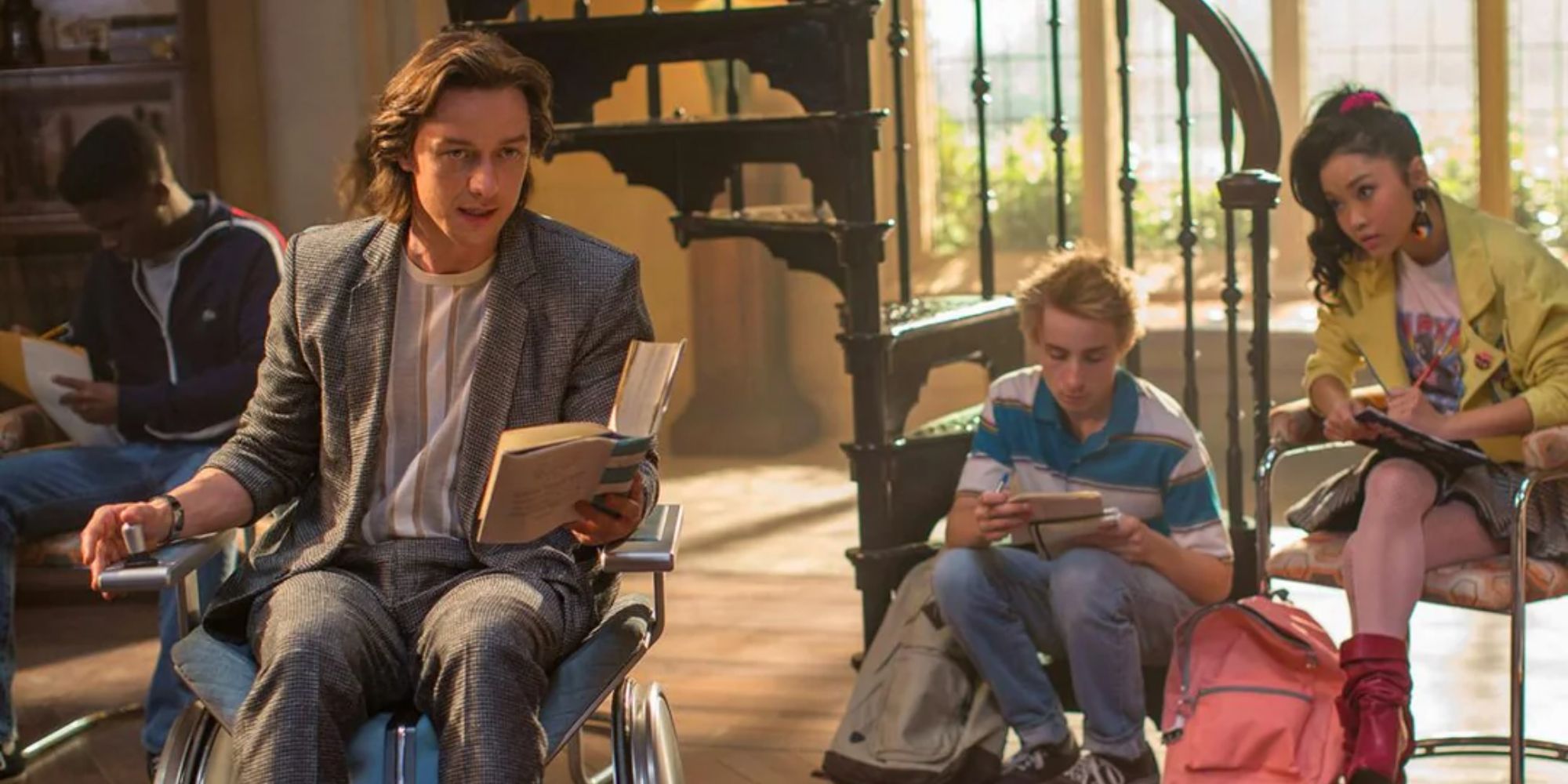 Charles Xavier reading to mutants