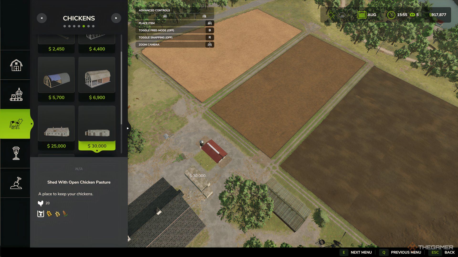 Image showing a satellite view in Farming Simulator 25, when in build mode. 