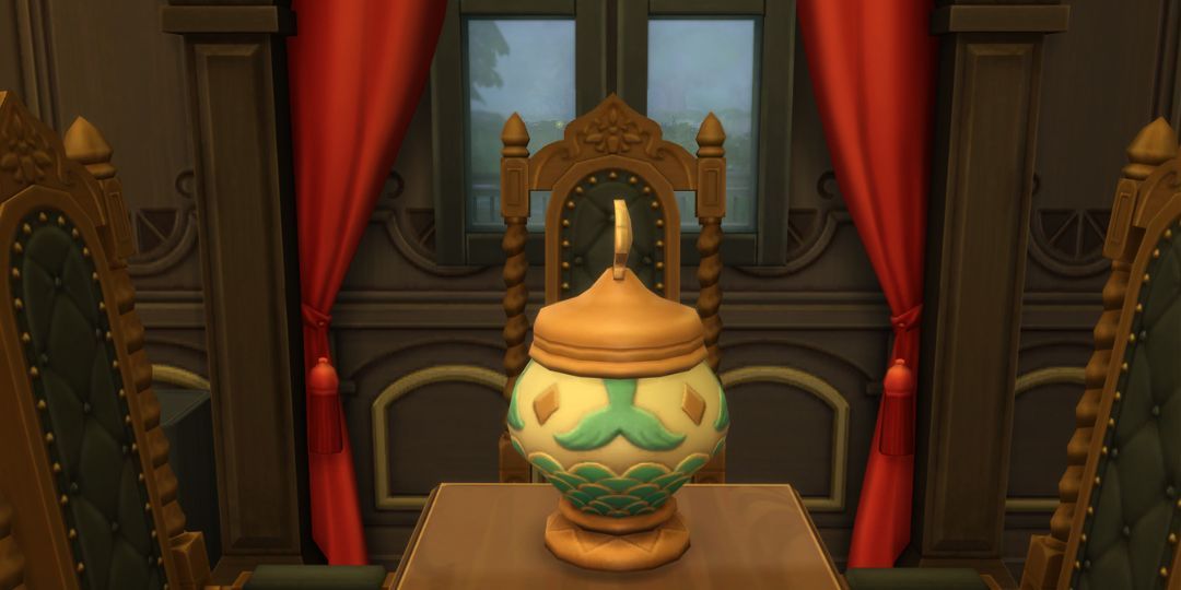 The mermaid urn from the Sims 4. It has a mermaid mosaic.