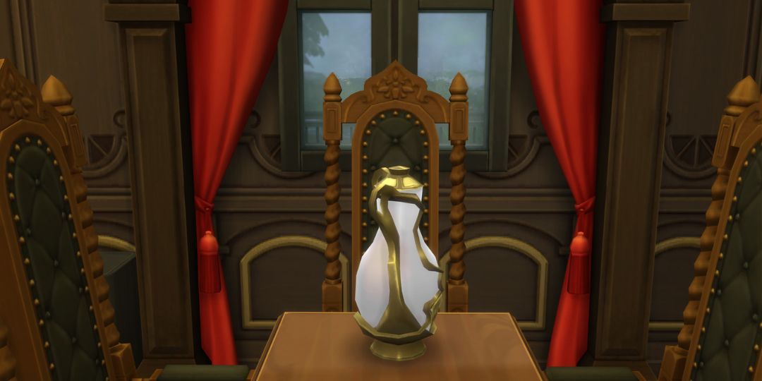 The moonstone urn from the Sims 4. It has a strange shape and is made from a glowing material.