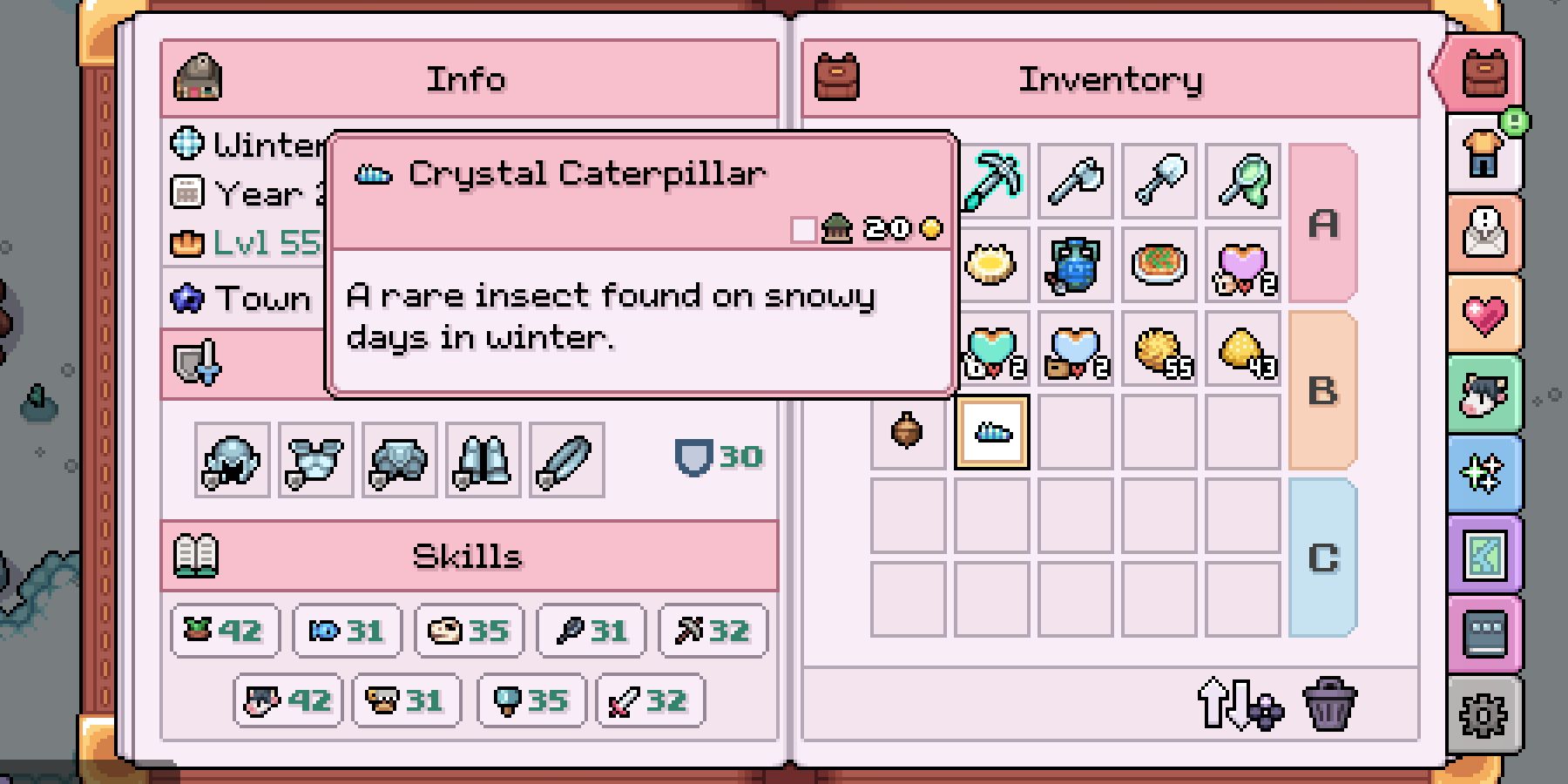 fields of mistria crystal caterpillar info