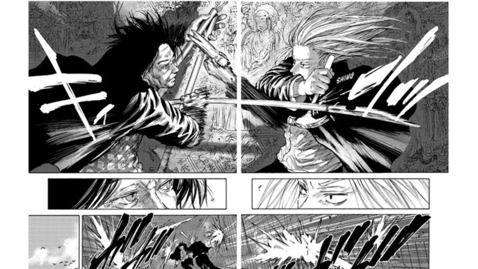 Order member Shishiba fighting Yotsumura in Sakamoto Days.