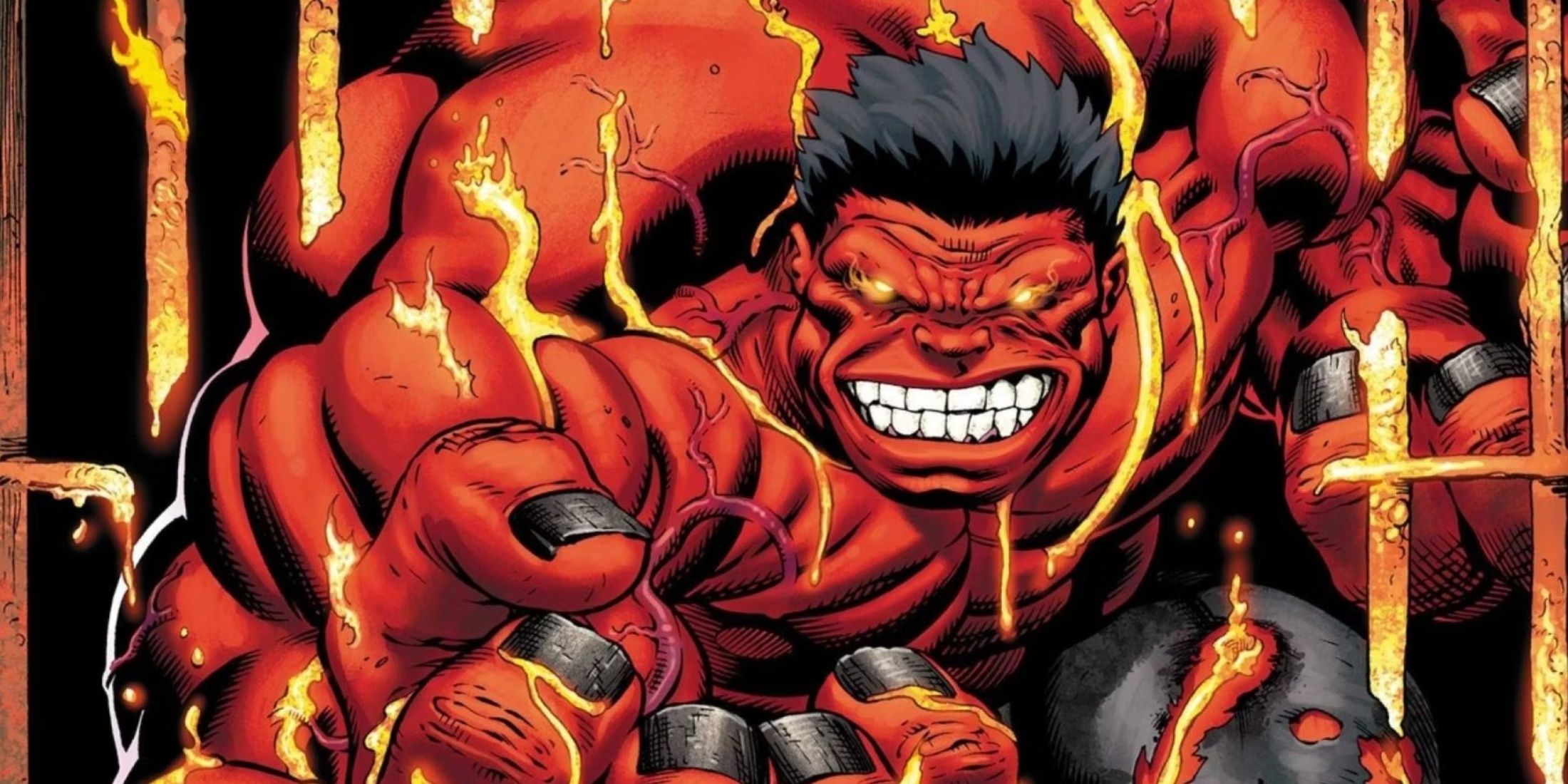 Red Hulk burning through prison bars