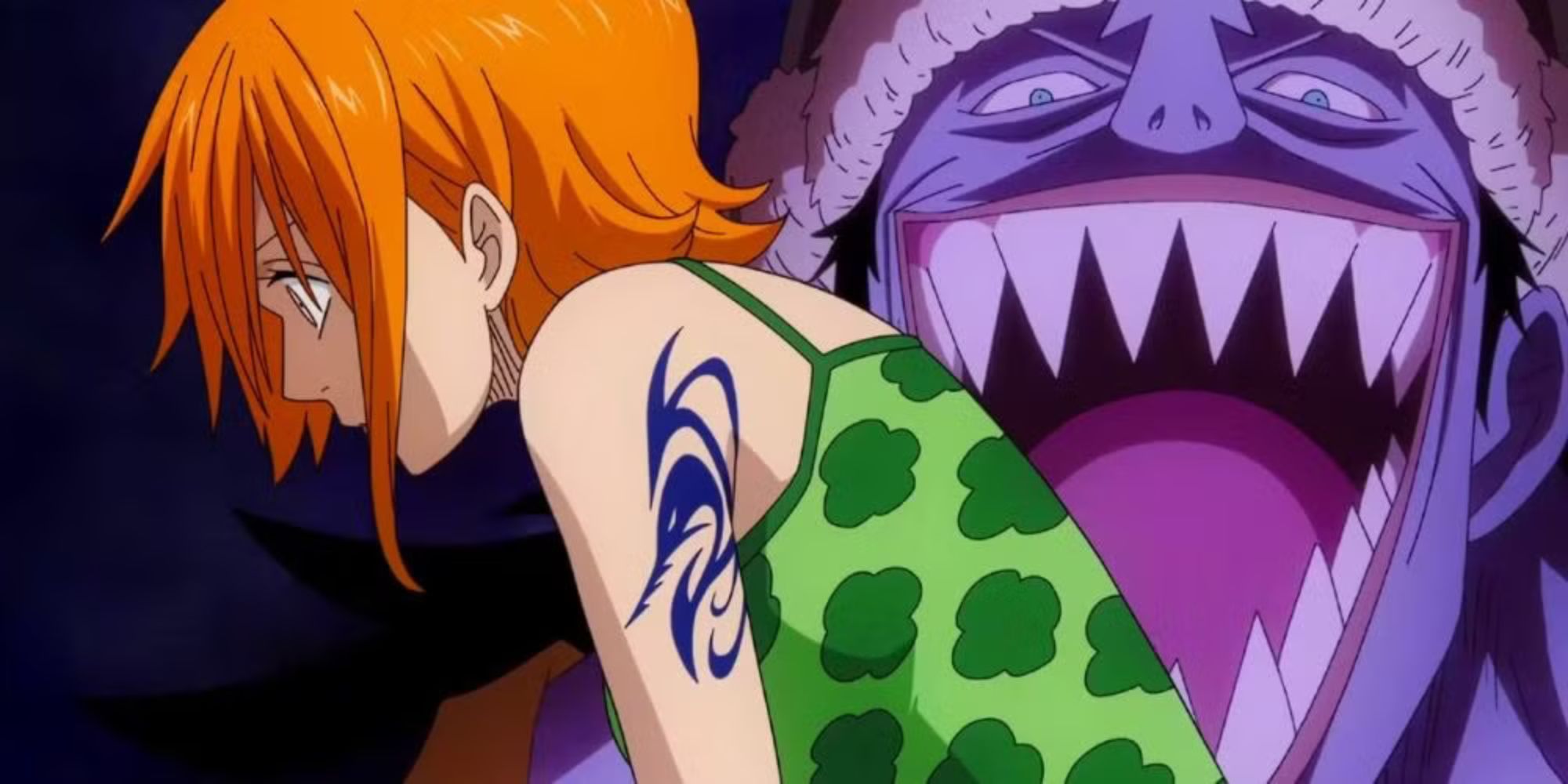 Nami sees a mental image of Arlong after his betrayal in One Piece