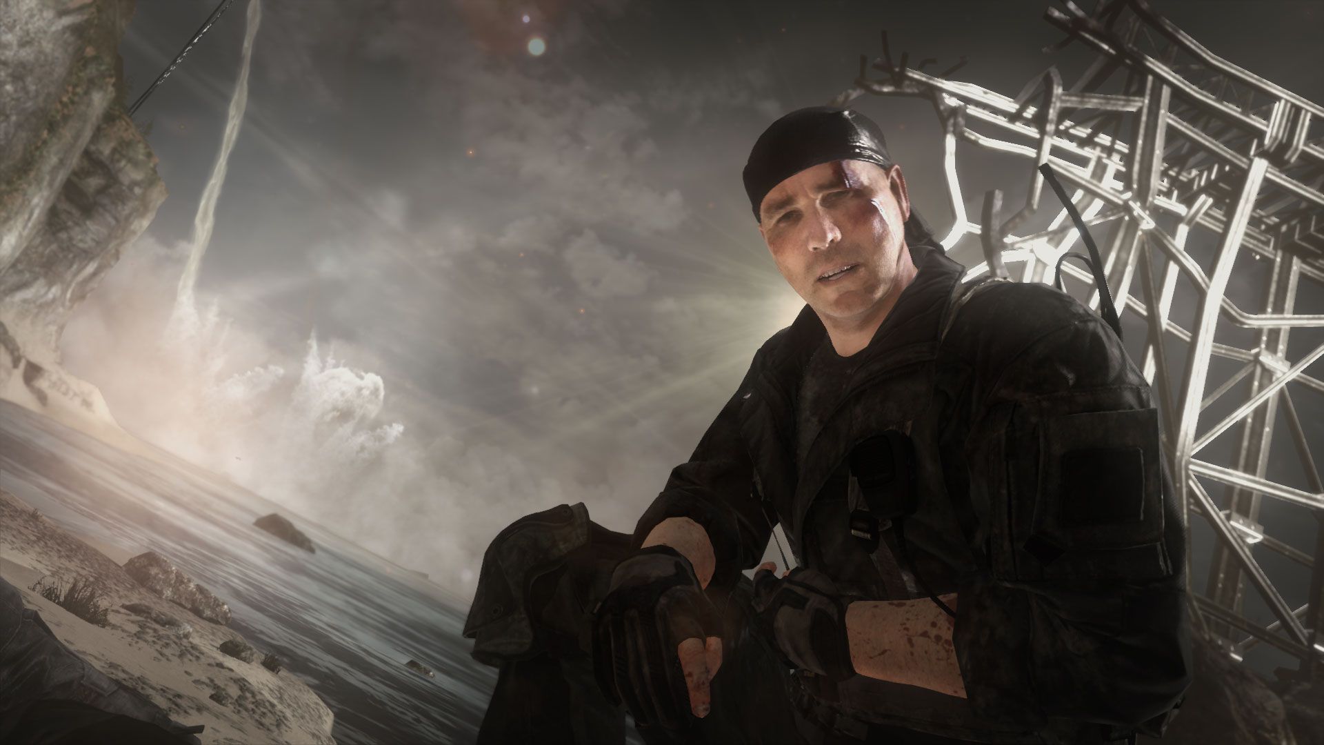 Rorke, sat talking to the player in Call of Duty Ghosts. 