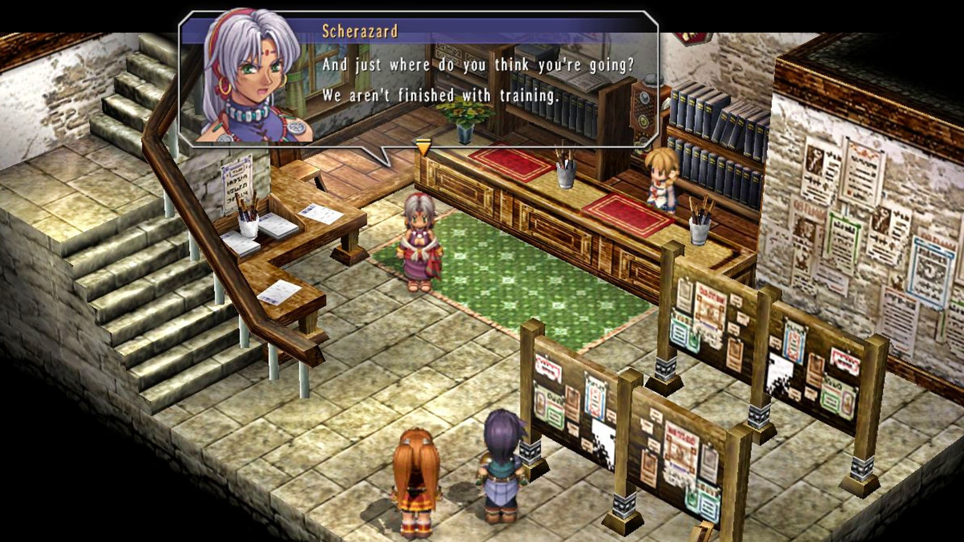 Estelle and Joshua are scolded by Scherazard in The Legend of Heroes: Trails in the Sky, one of the best anime games of all time.