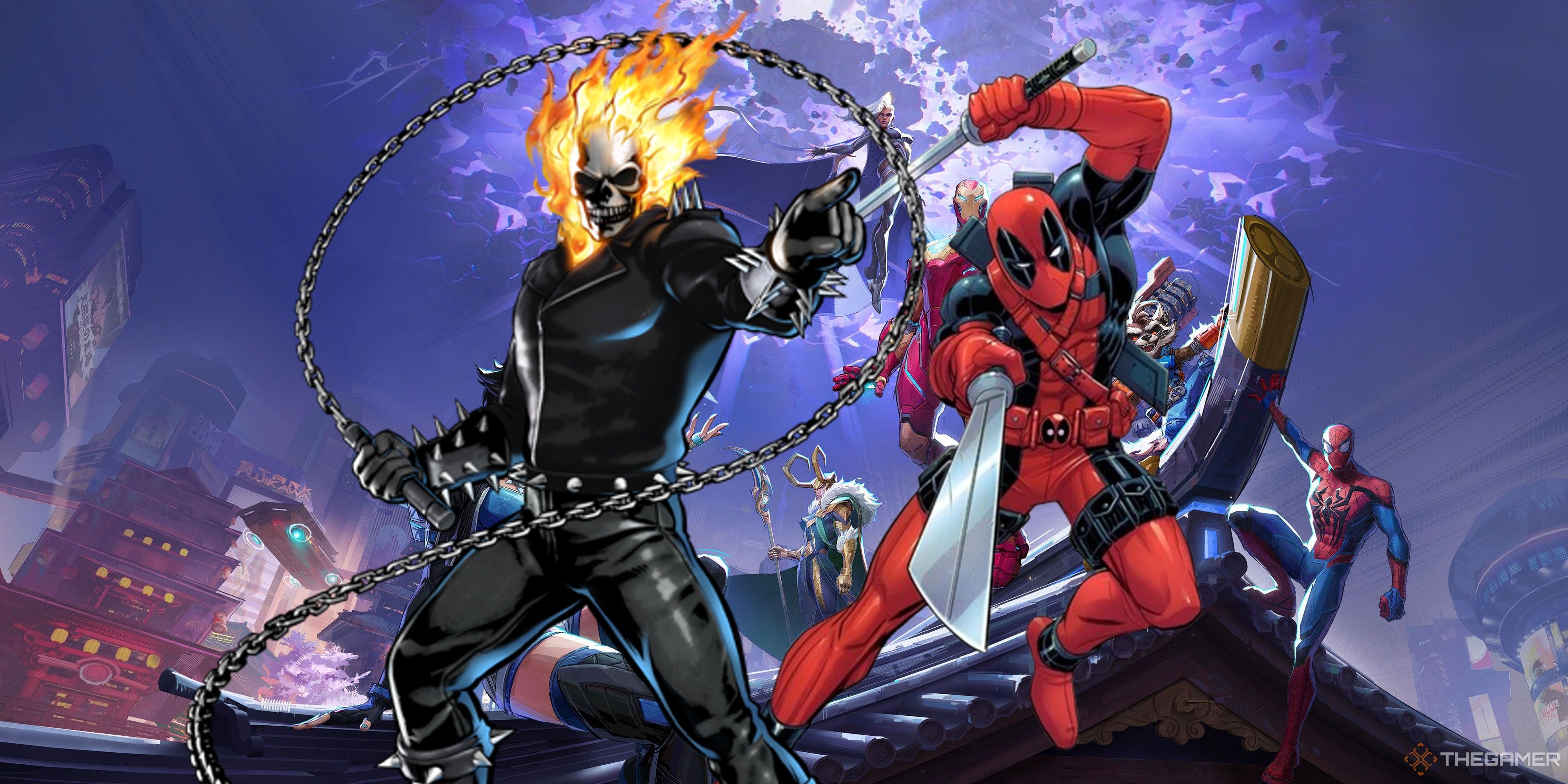 ghost rider and deadpool on a marvel rivals backdrop.