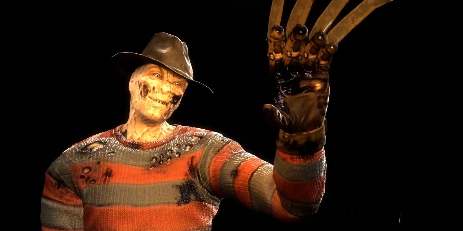 Freddy Krueger waving goodbye to an opponent in Mortal Kombat.