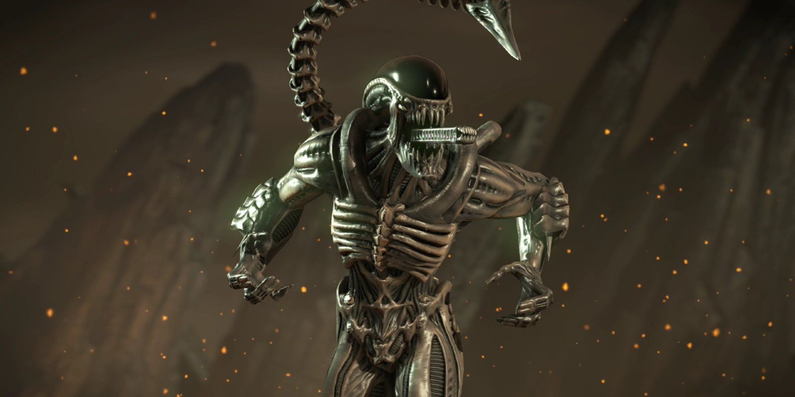 Alien using its inner jaw in Mortal Kombat X.