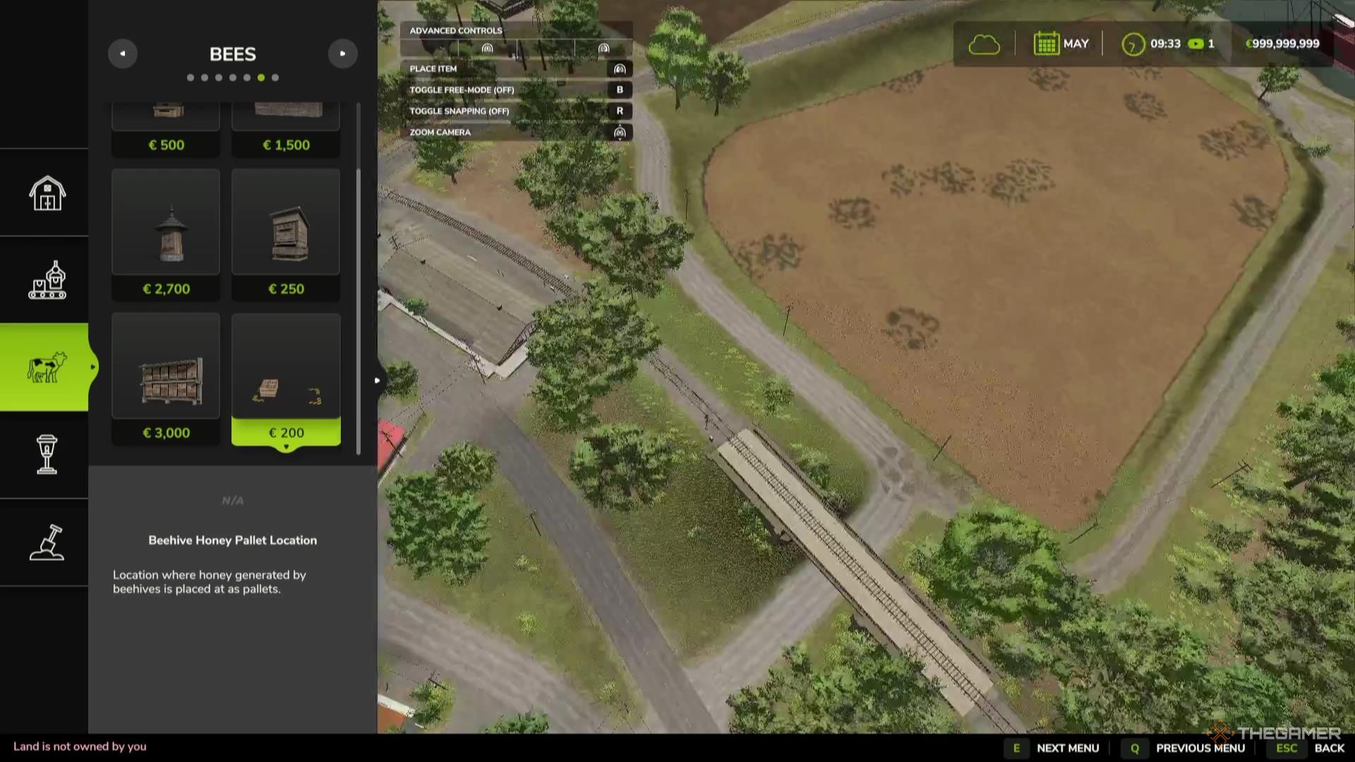 A honey pallet in the construction menu in Farming Simulator 25.