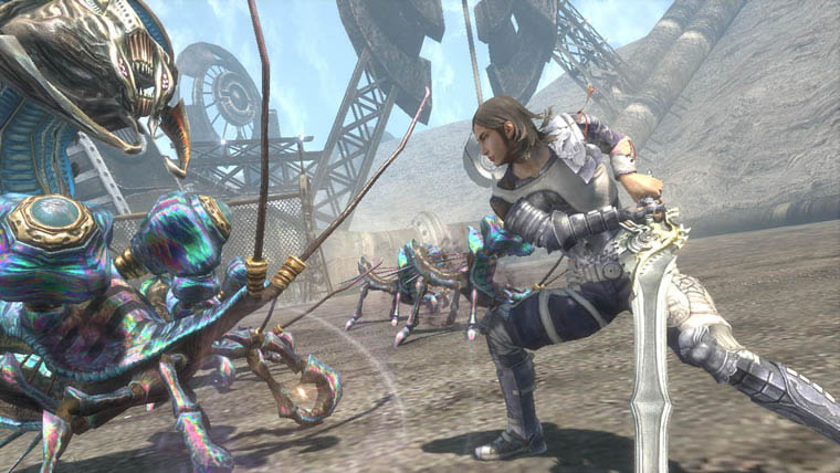 Kaim slices an enemy in Lost Odyssey with a very big sword