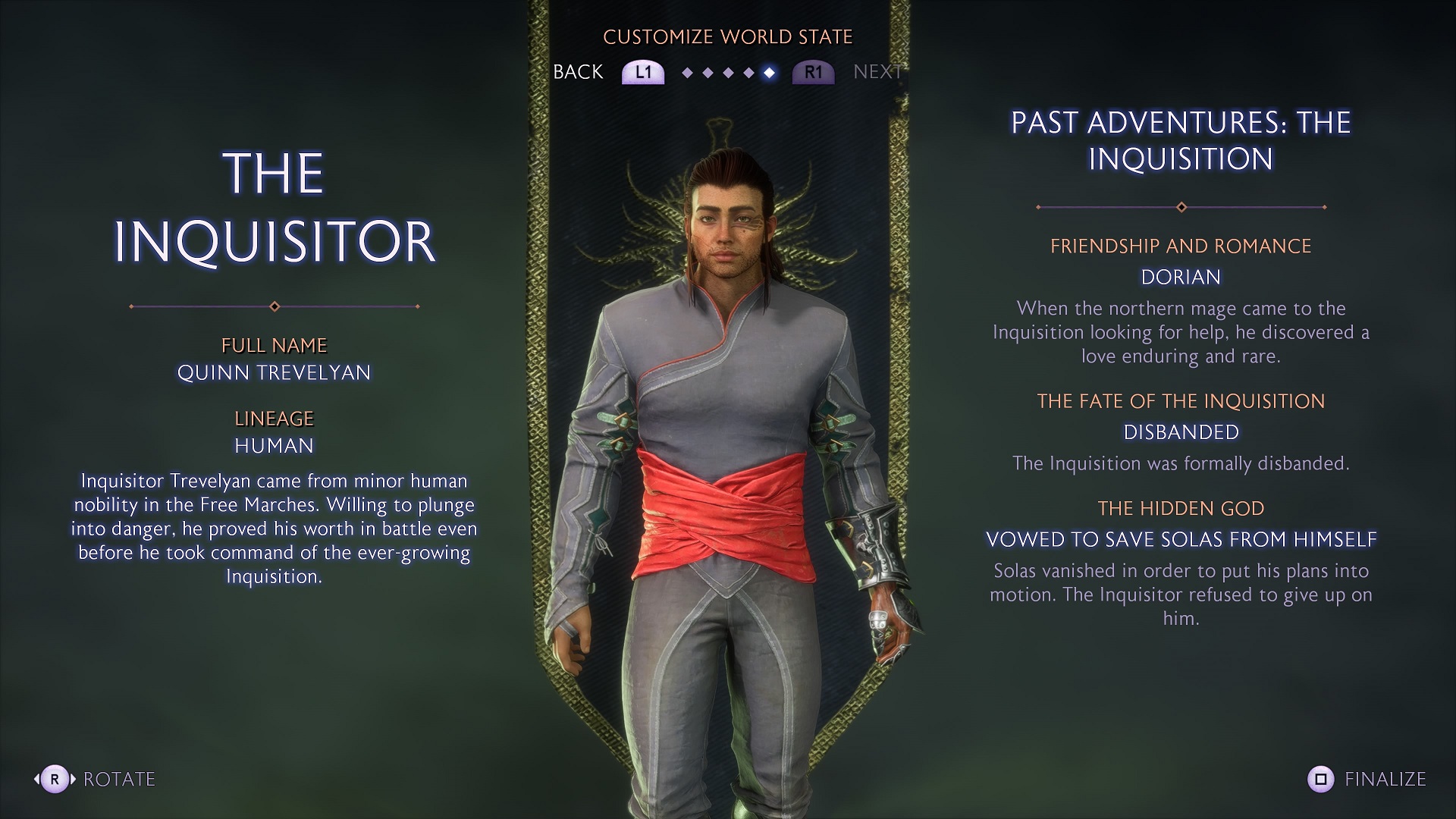 Dragon Age The Veilguard screenshot of the Inquisitor character creation menu