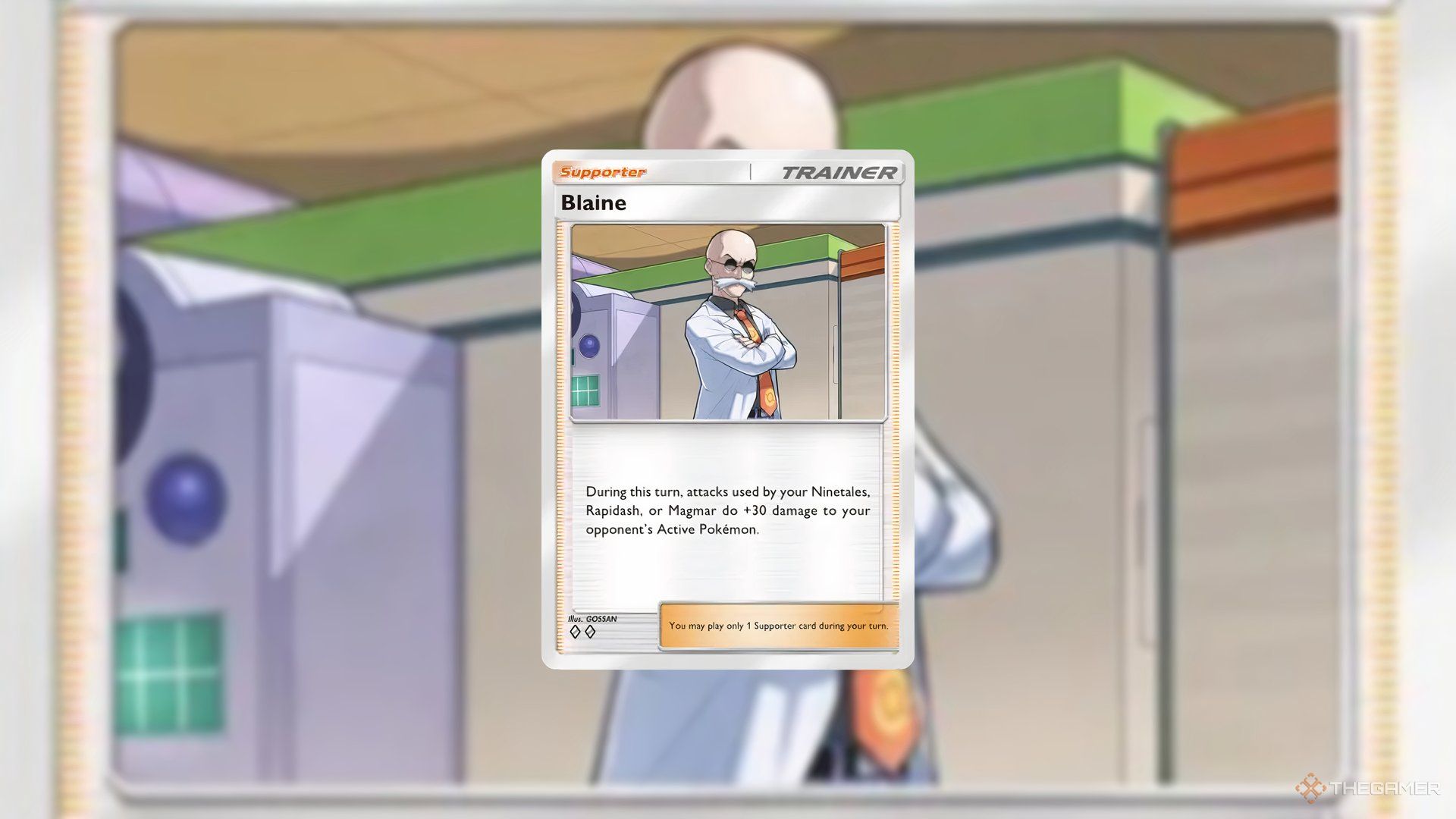 The Blaine supporter card in Pokemon TCG Pocket.