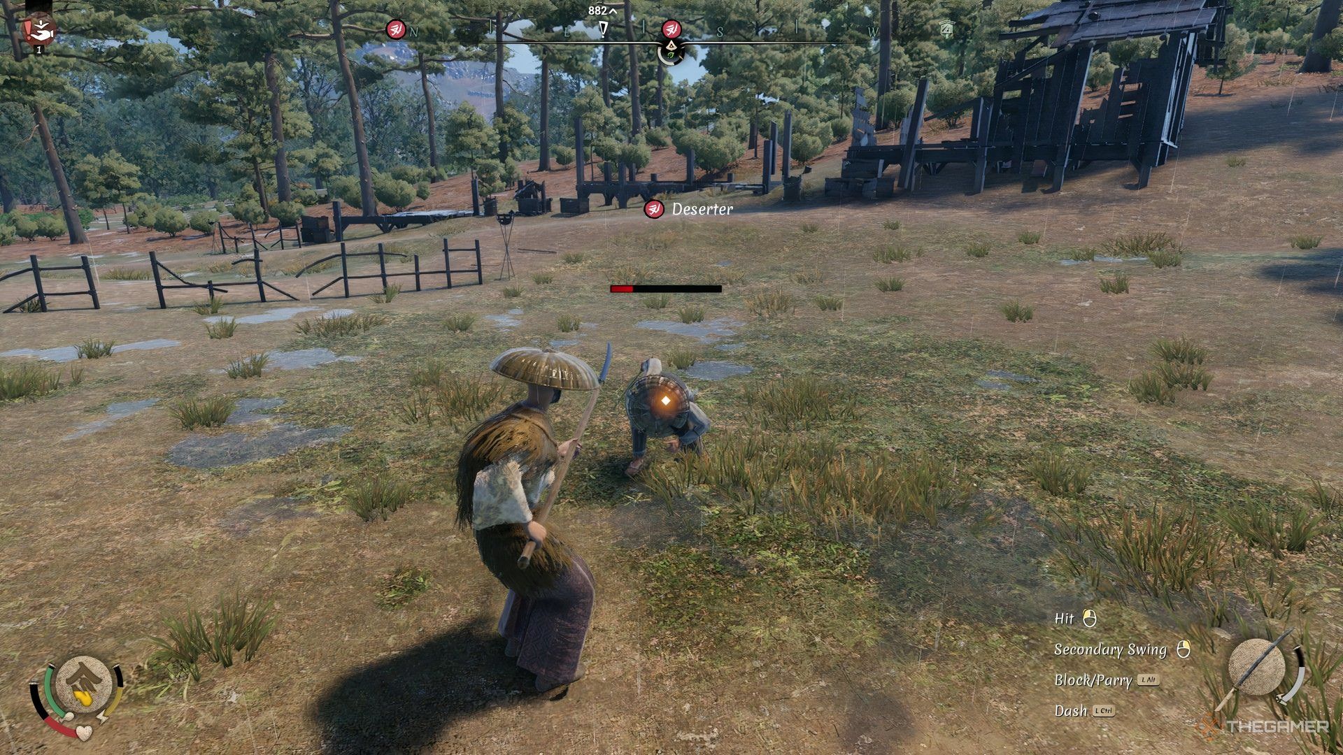 The image shows that the player has staggered an enemy in Sengoku Dynasty.