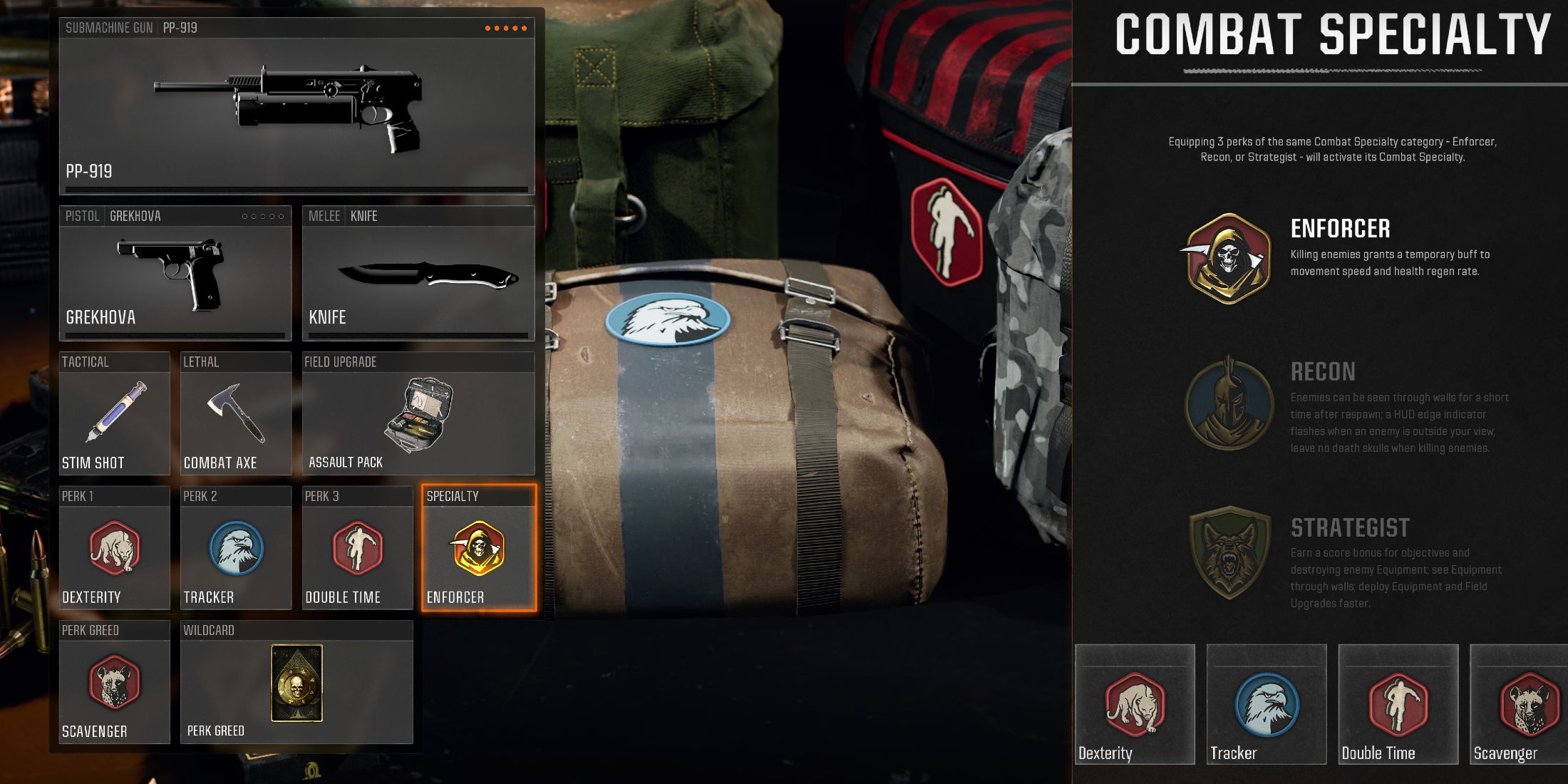 Screenshot showcasing the best Perk Package and Wildcard for the PP-919 in Black Ops 6