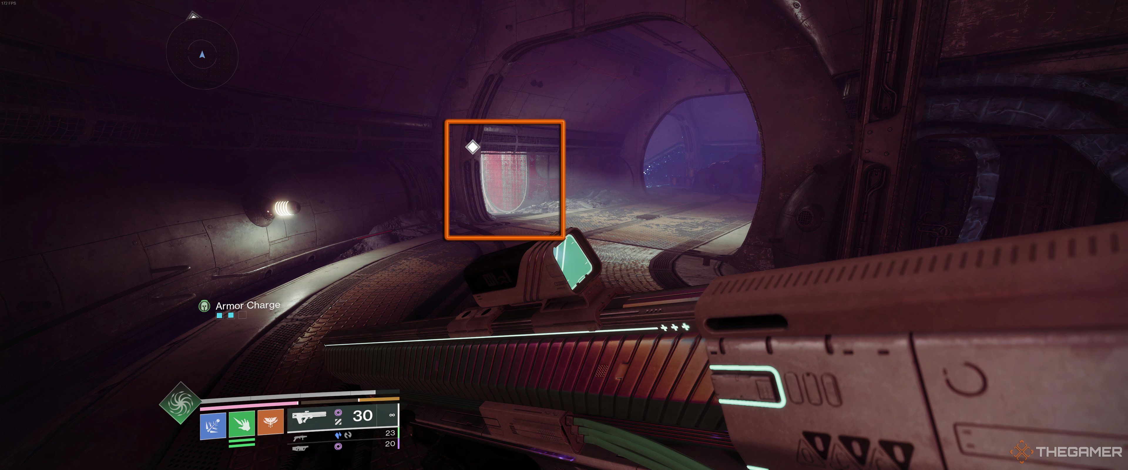 A side path leading deeper into the Tomb of Elders in Destiny 2.