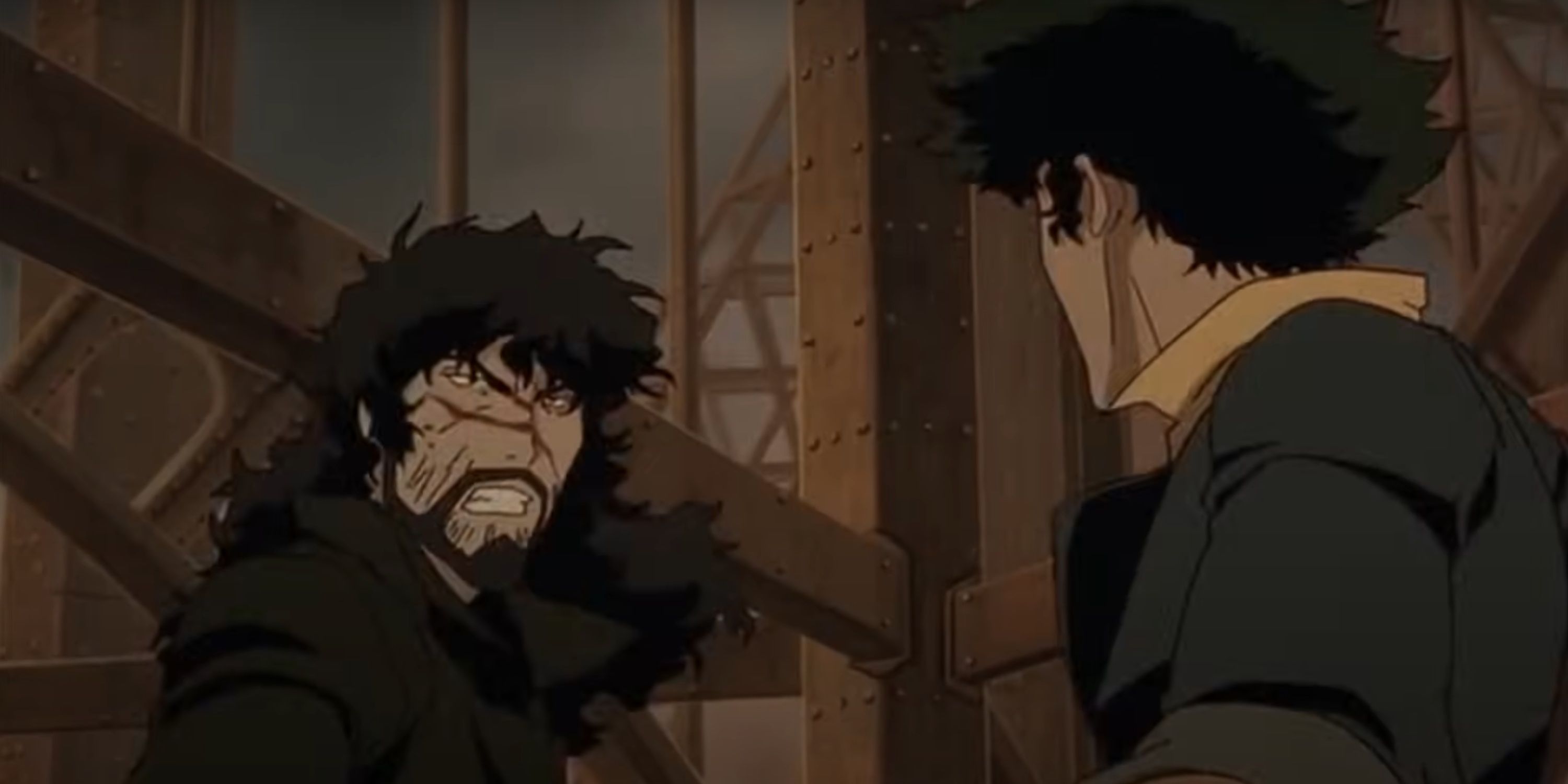 Spike Spiegel and Vincent Volaju's face off in Cowboy Bebop: The Movie.