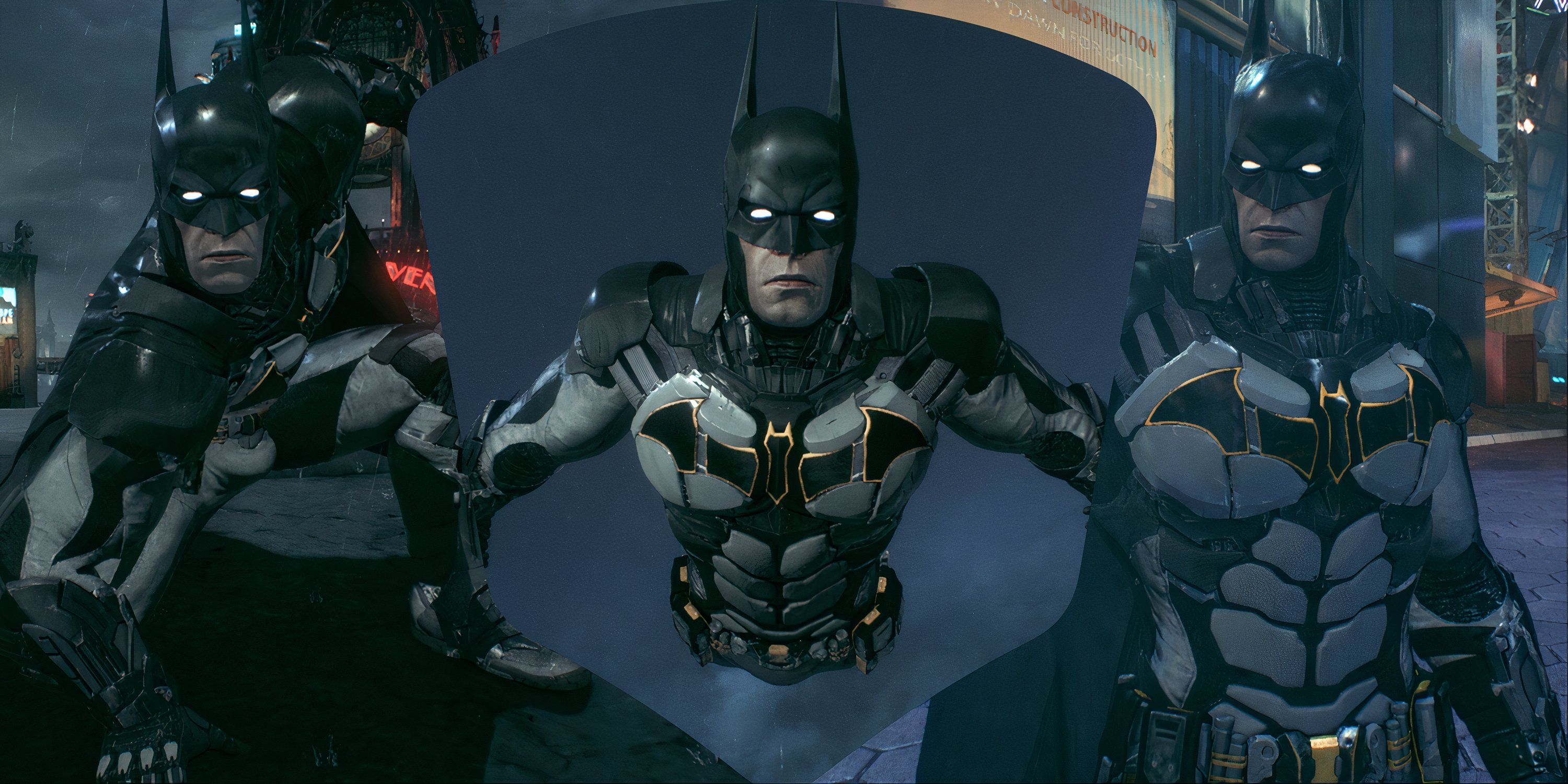 Split image of the Batman Rebirth Styled mod in Batman: Arkham Knight