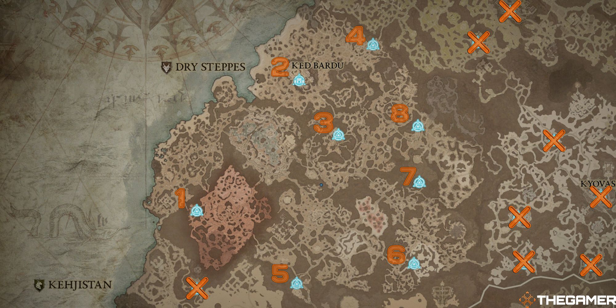 dry steppes numbered waypoint locations