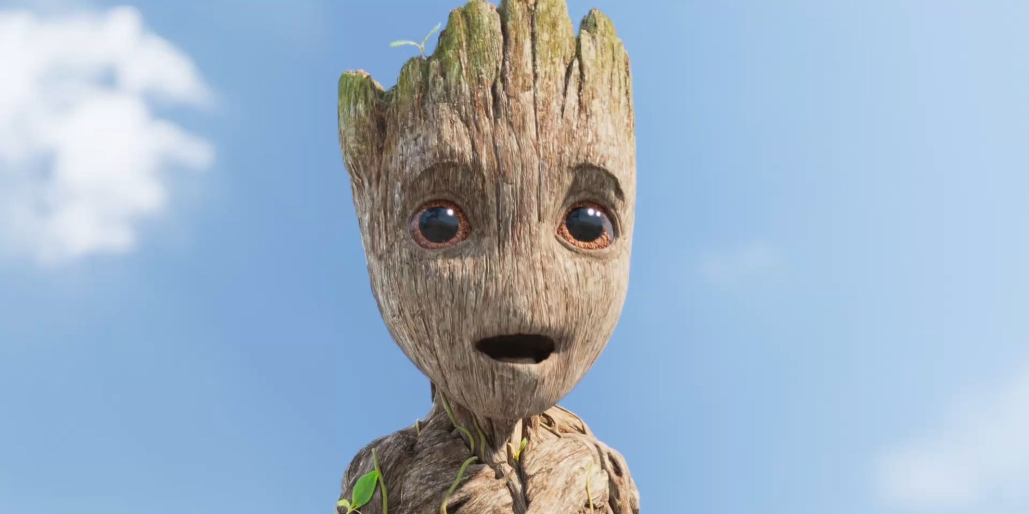 A surprised Baby Groot in his own series.