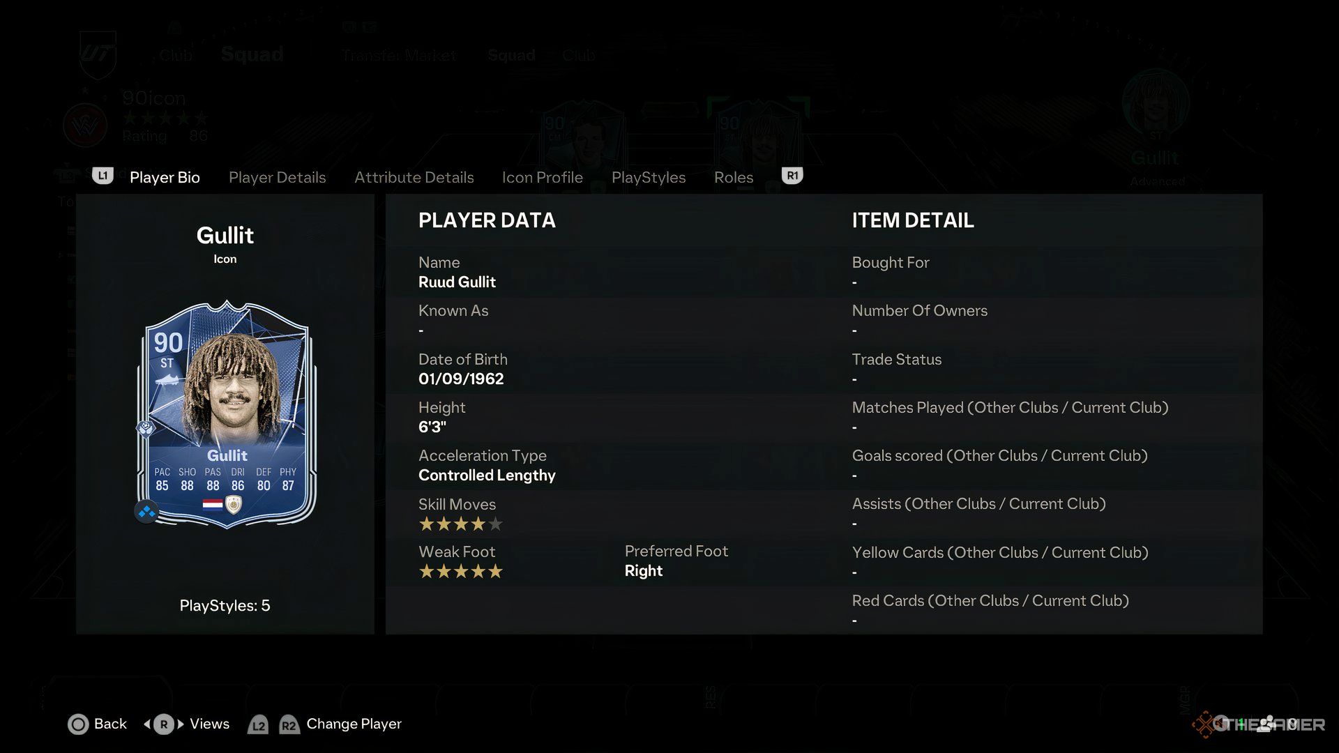 The Gullit Icon card in EA Sports FC 25.