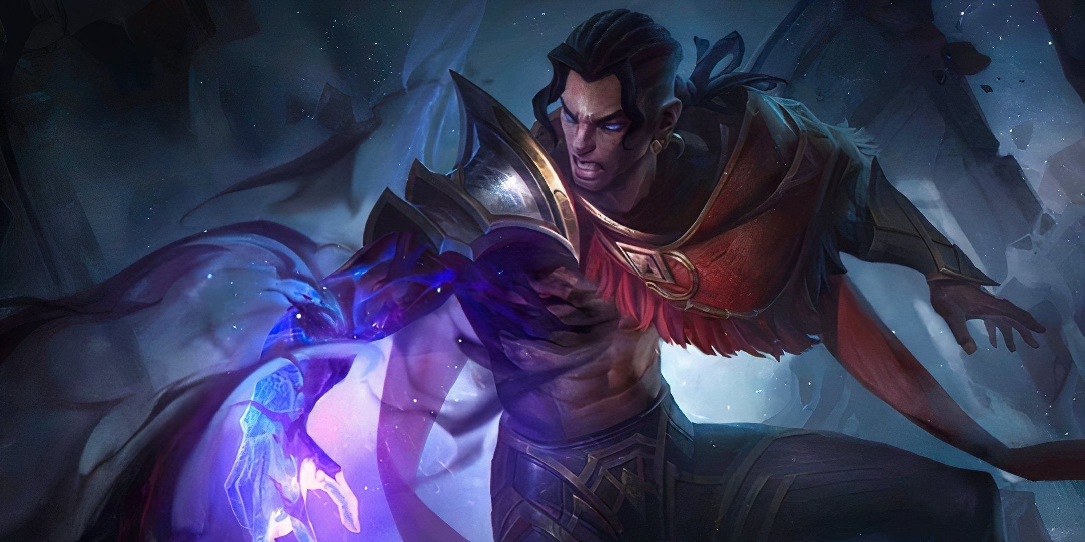 Brody from Mobile Legends with a frown on his face and his arm glowing.