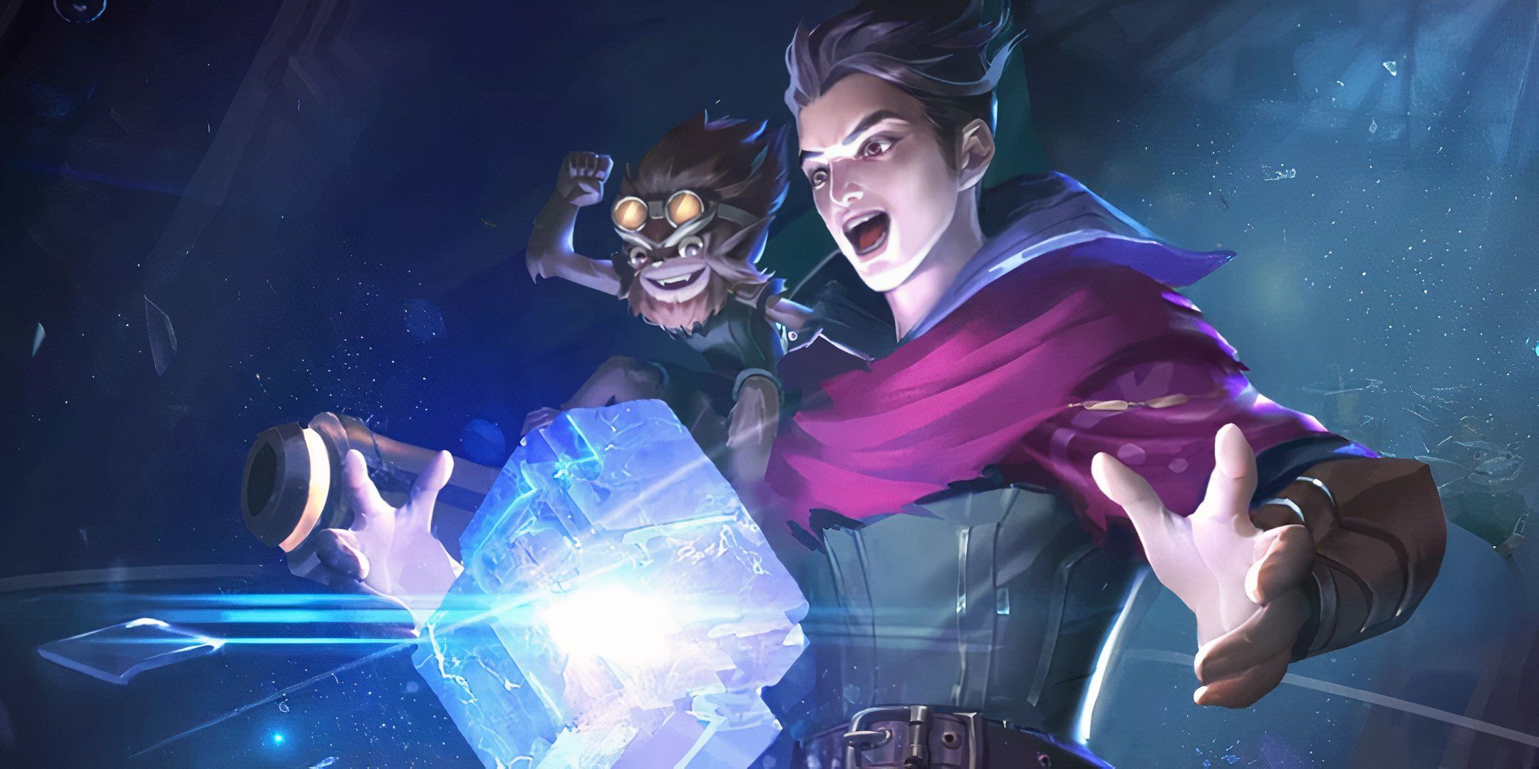 Claude and his monkey buddy Dexter overjoyed by finding a magical cube in Mobile Legends.