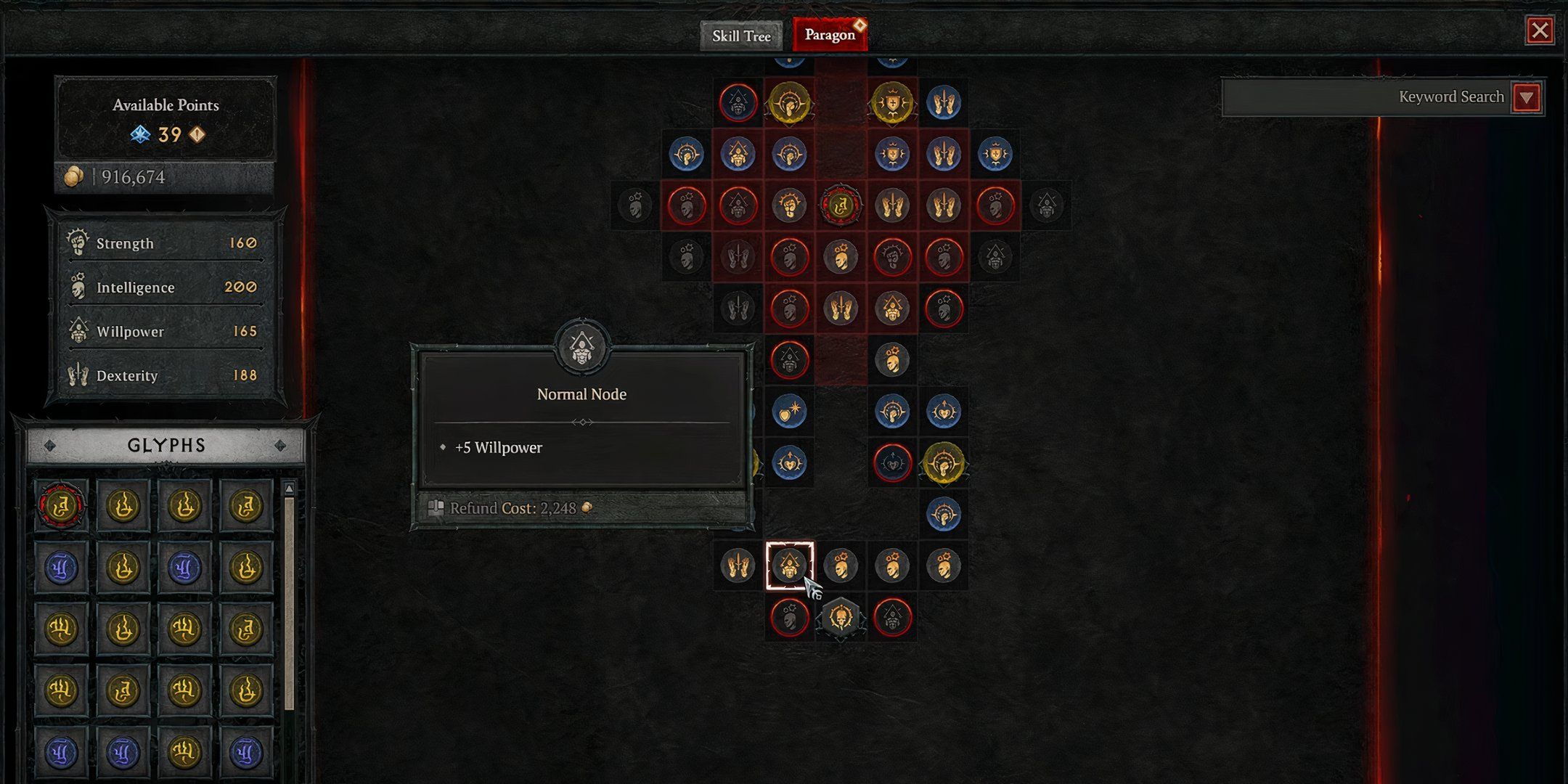 Screenshot of Diablo 4 paragon system.