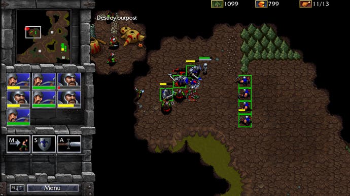 Humans and orcs fight in Warcraft 1 Remastered