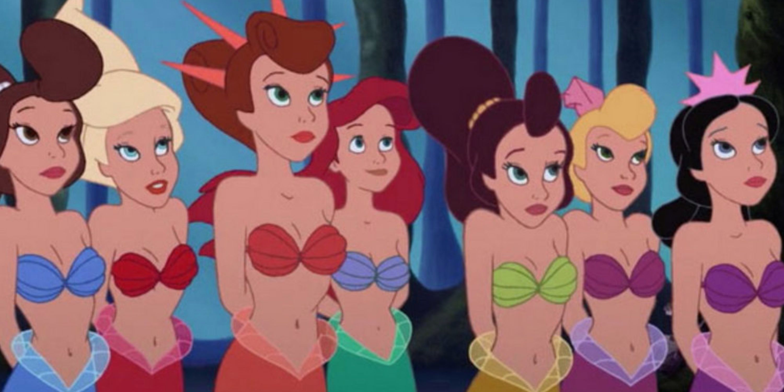 Ariel and her sisters in The Little Mermaid.