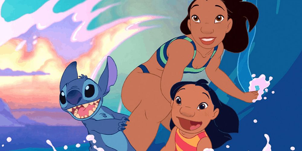 Lilo & Stitch - Nani Stitch And Lilo Surfing A Wave 