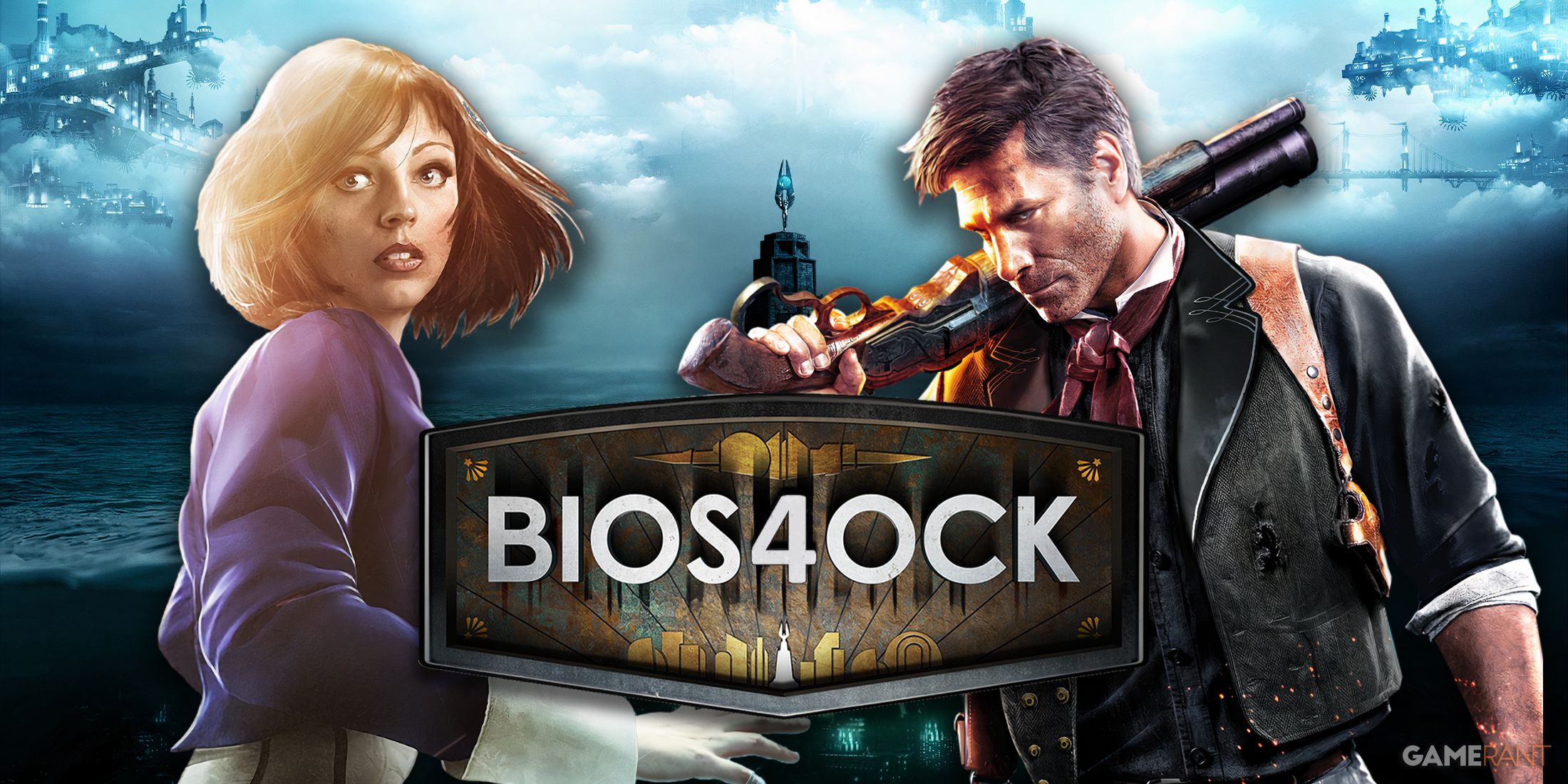 Elizabeth and Booker with fake BioShock 4 logo