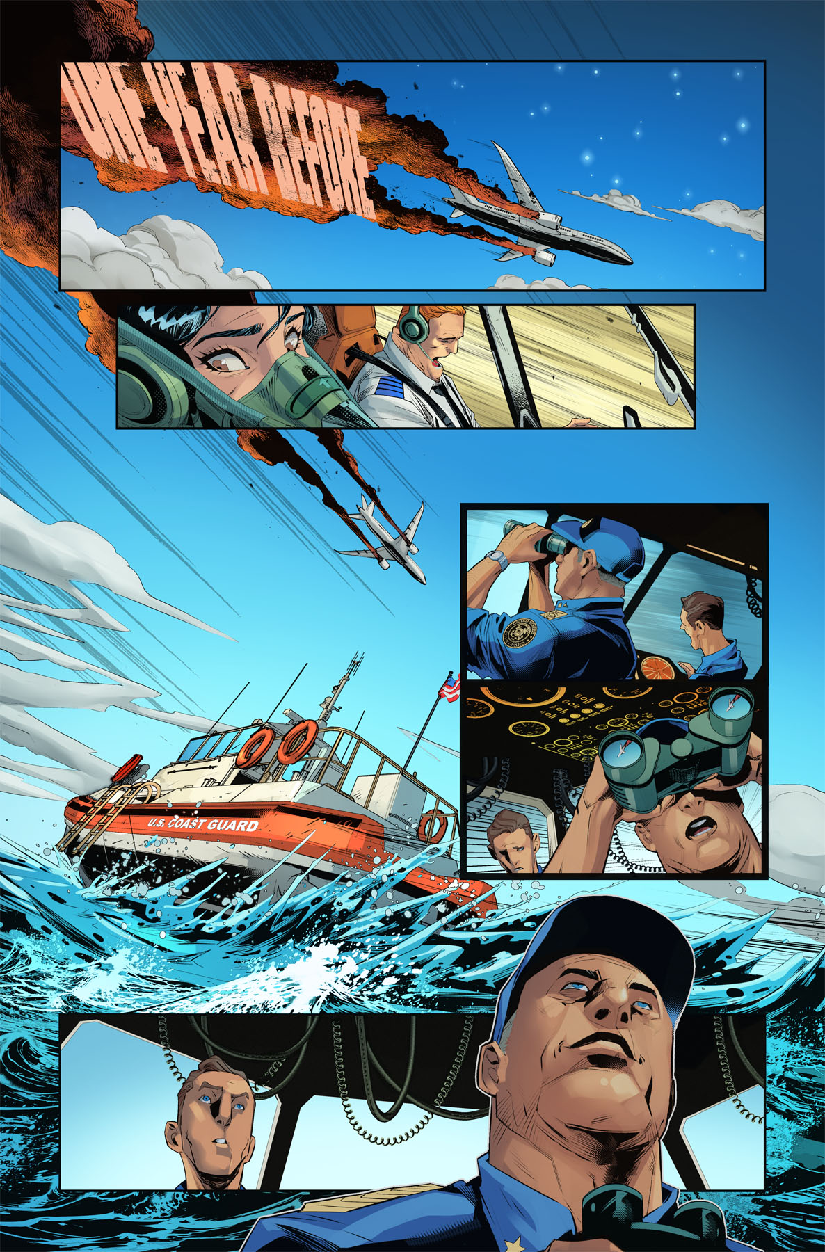 Unlettered interior art pages from Aquaman #1.